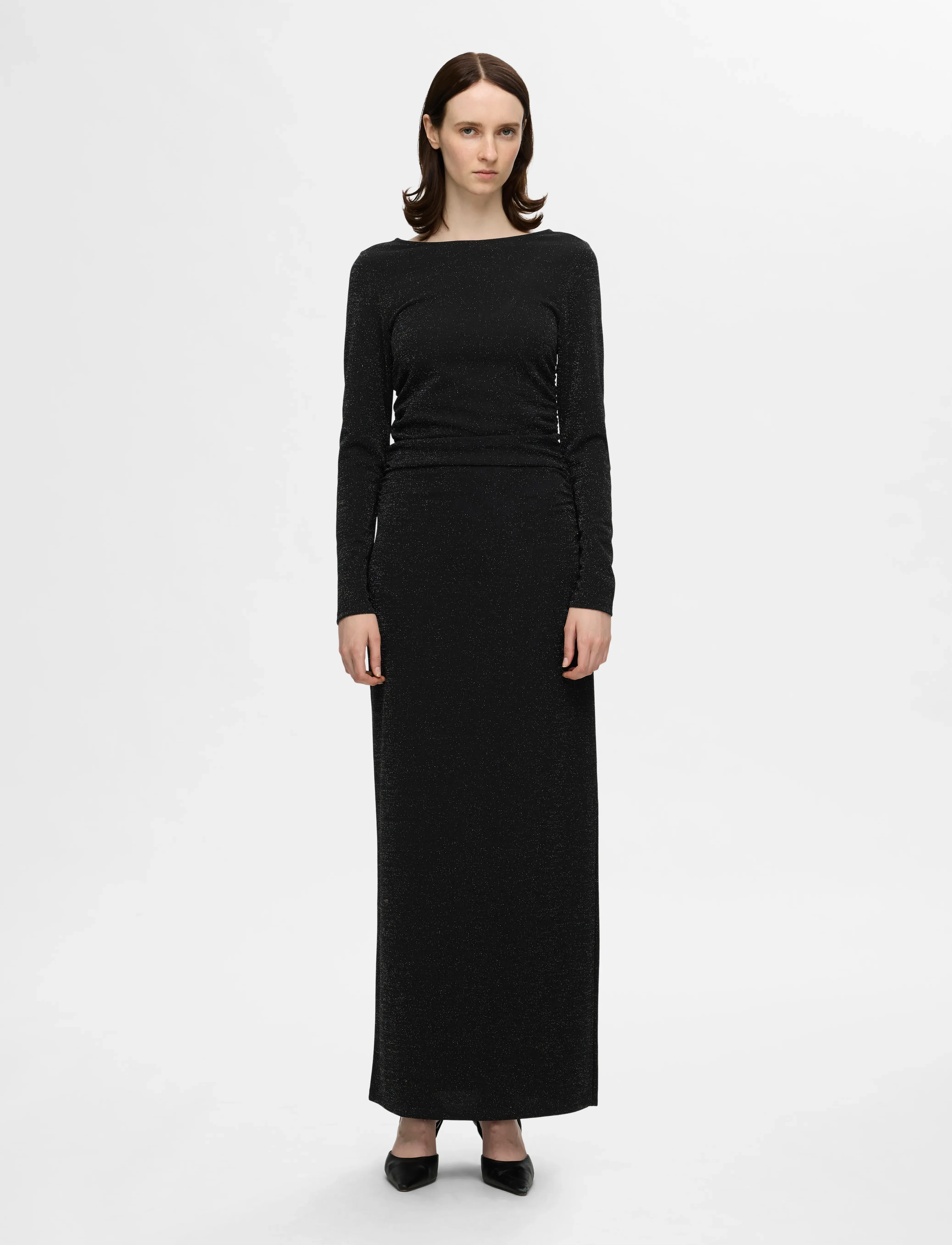 Selected SLFMARWA LS DEEP REVERSIBLE ANKLE DRESS - Fodralklänningar - BLACK / black