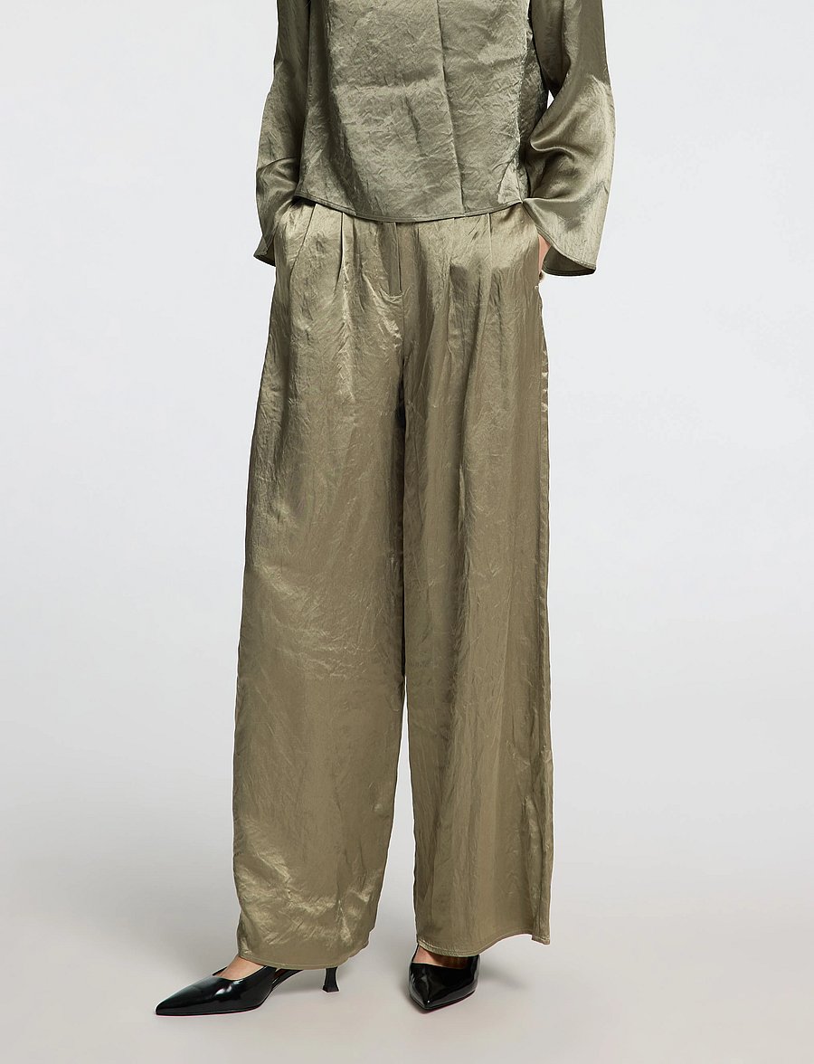 Selected - SLFSELENE HW WIDE PANT B - hosen mit weitem bein - vetiver - 0