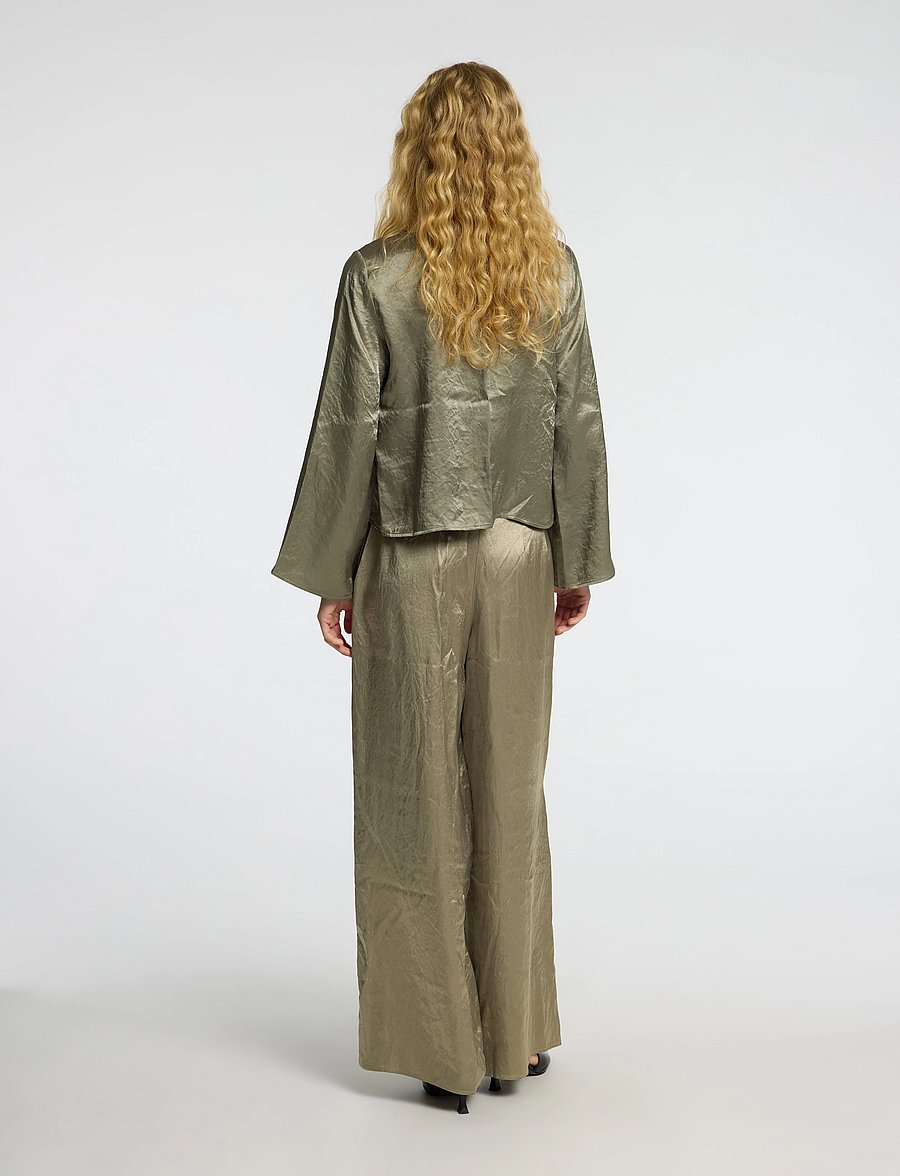 Selected - SLFSELENE HW WIDE PANT B - hosen mit weitem bein - vetiver - 2