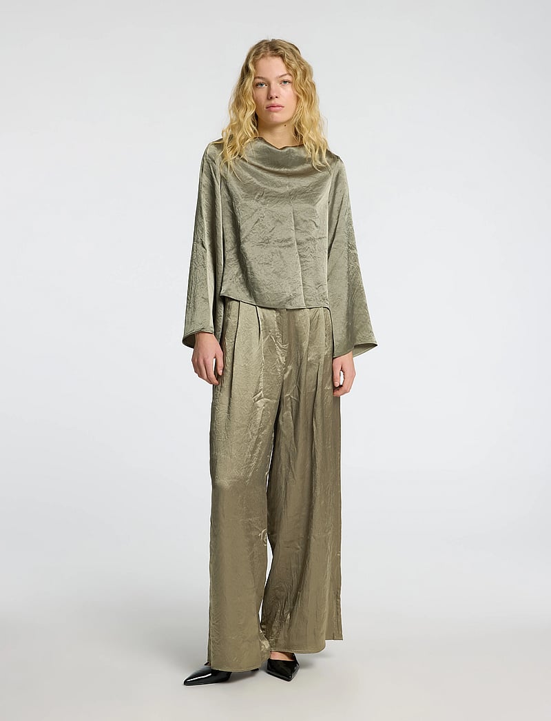 Selected - SLFSELENE HW WIDE PANT B - bukser med brede ben - vetiver - 3