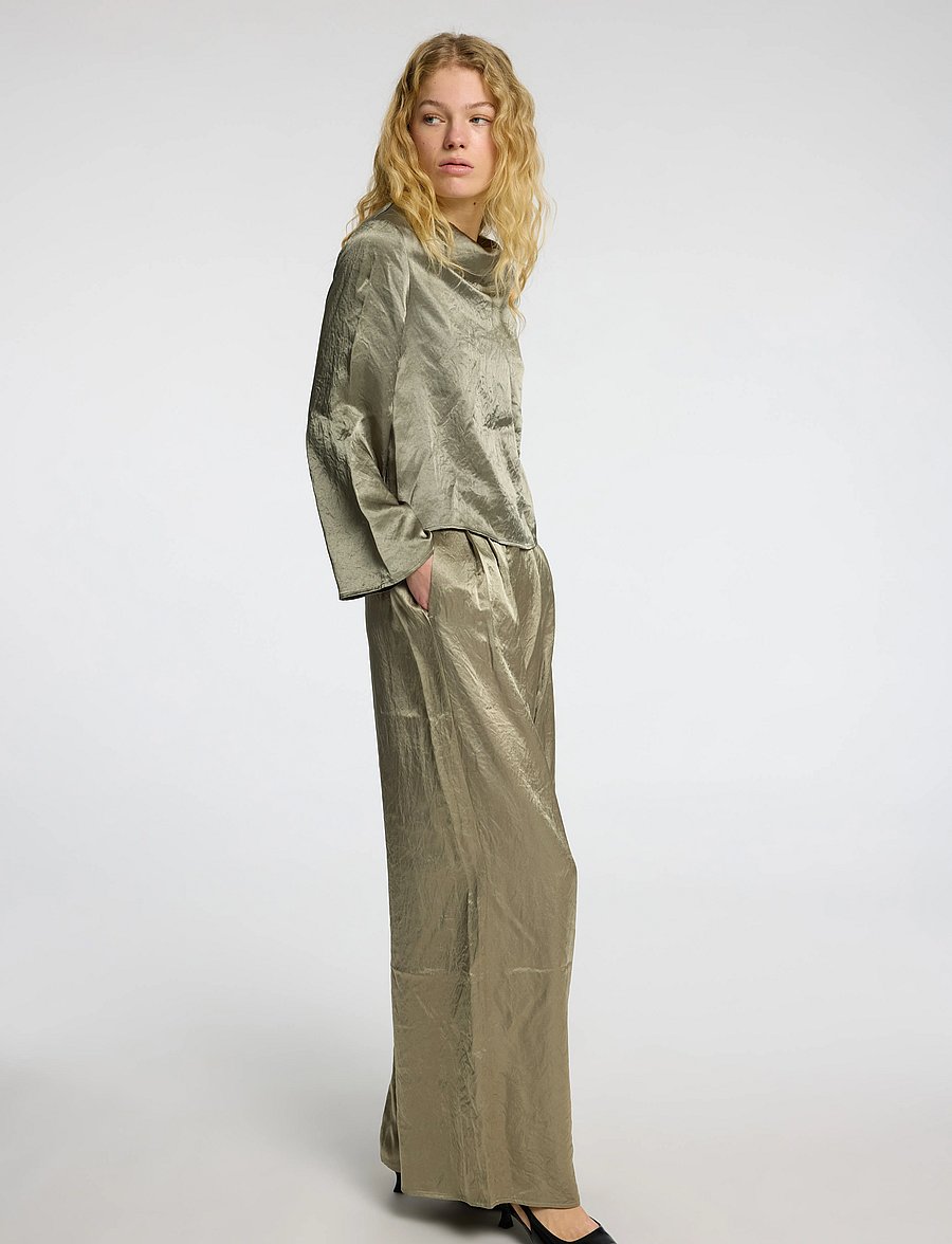 Selected - SLFSELENE HW WIDE PANT B - hosen mit weitem bein - vetiver - 5