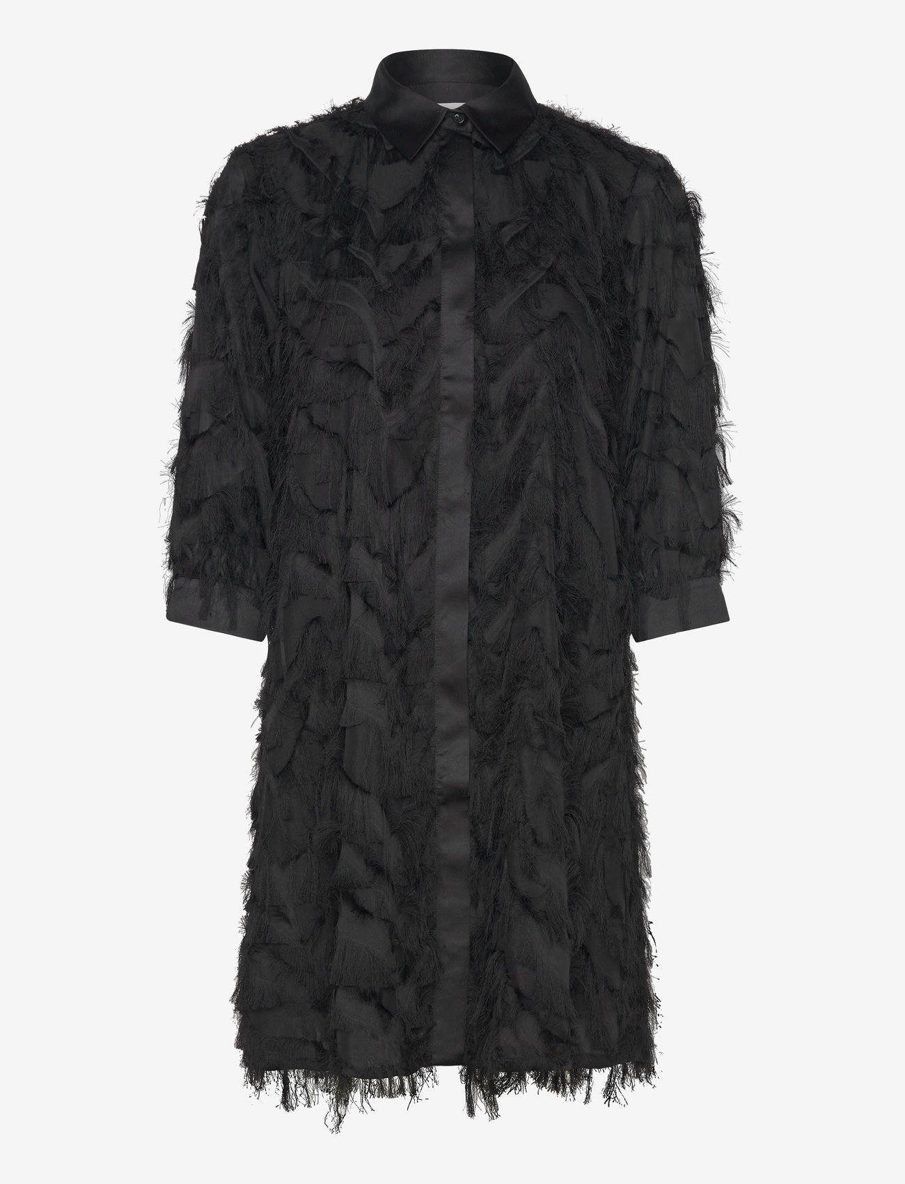 Selected - SLFMYLINE 3/4 SHORT FLUFFY SHIRT DRESS B - shirt dresses - black - 1