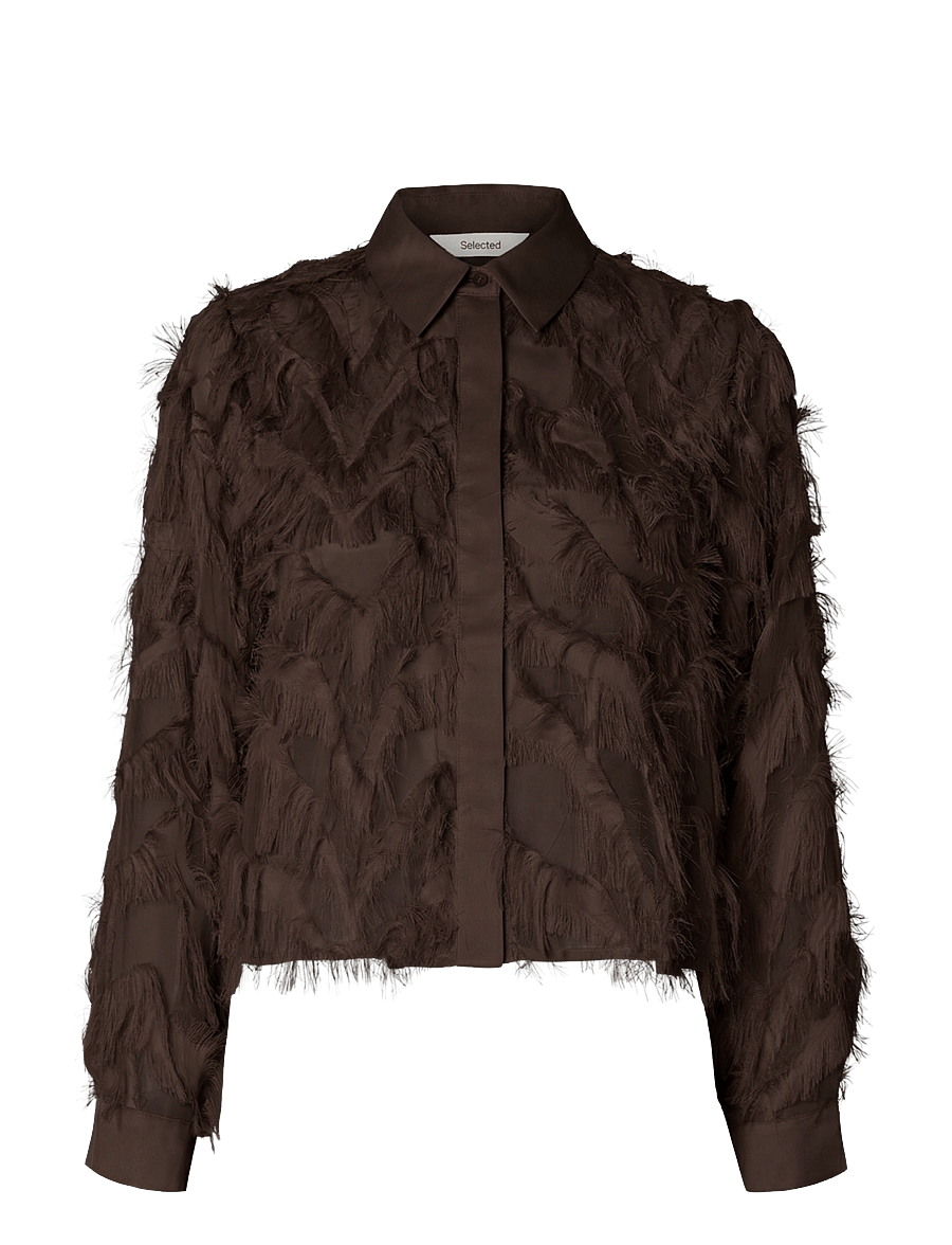 Selected - SLWMYLINE LS FLUFFY CROPPED SHIRT B - langærmede skjorter - delicioso - 1