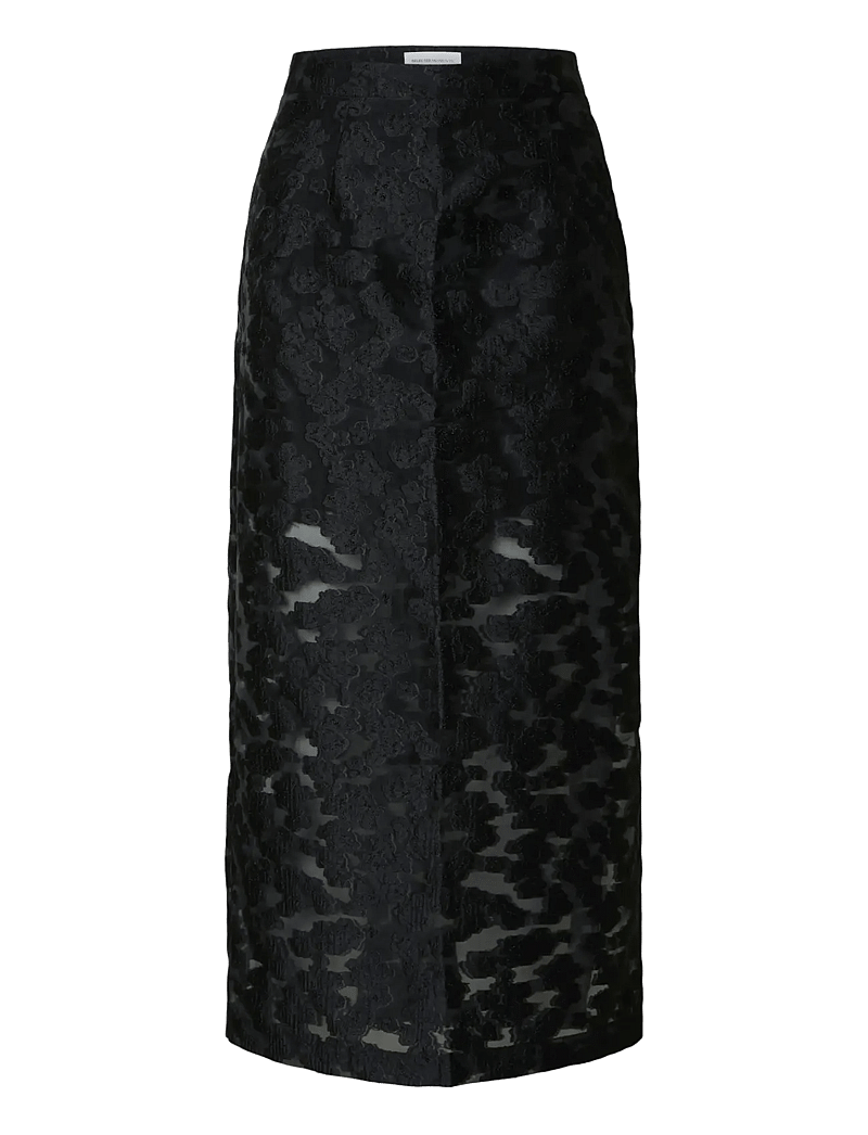 Selected - SLFPANDORA HW ANKLE SLIT SKIRT B - maksihameet - black - 1