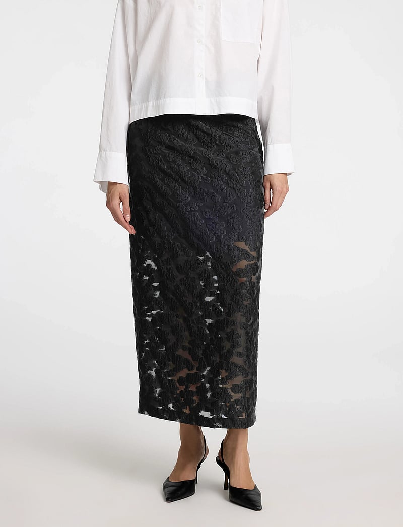 Selected - SLFPANDORA HW ANKLE SLIT SKIRT B - maksihameet - black - 0