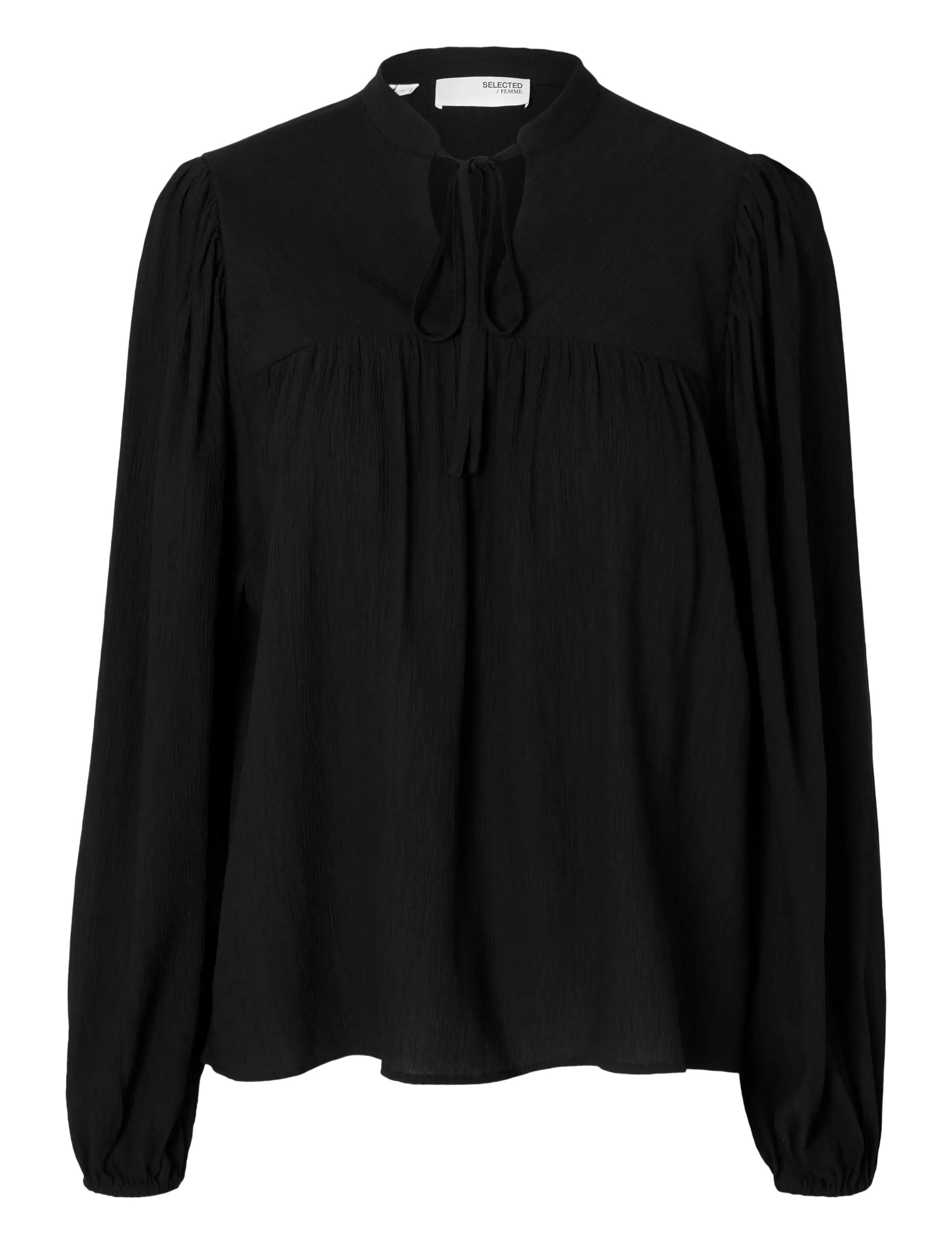 Selected SLFKATERINE LS TIE TOP B - Bluser & Skjorter - BLACK / black