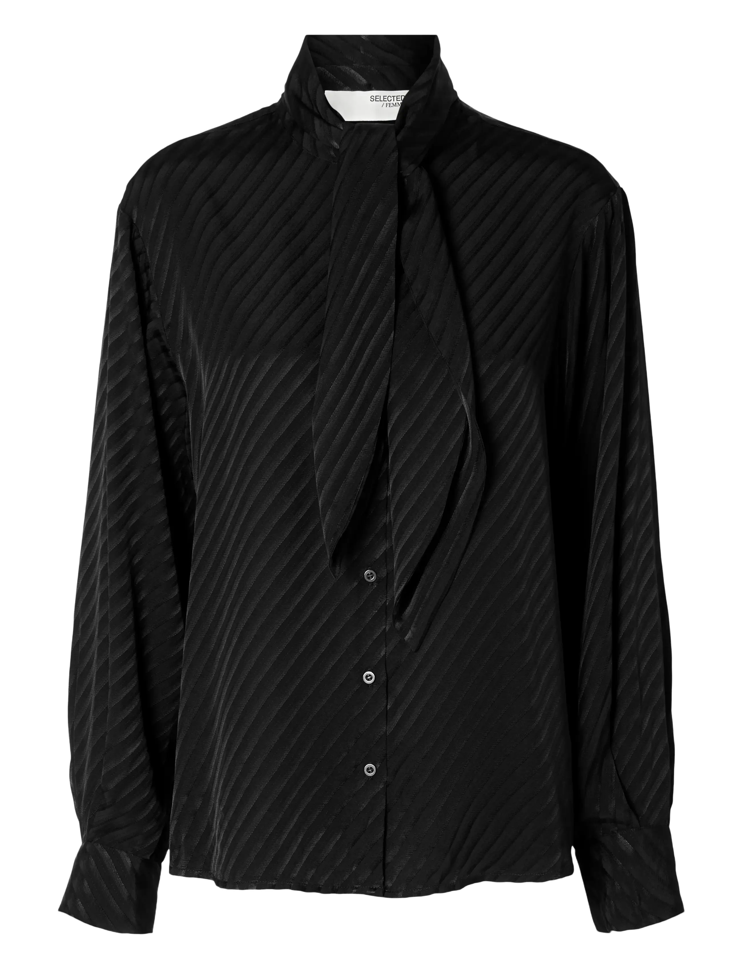 Selected SLFCASSIA LS SCARF SHIRT B - Pluusid - BLACK / black