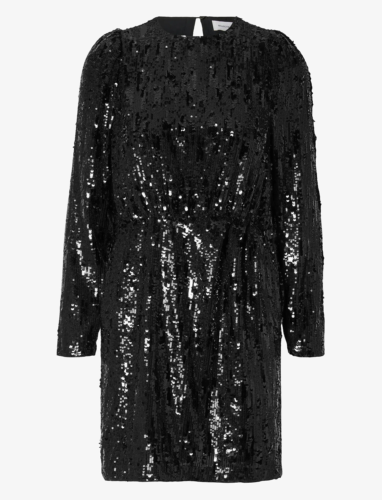 Selected - SLFARI-COLYN LS SHORT SEQUINS DRESS B - litterkleidid - black - 1