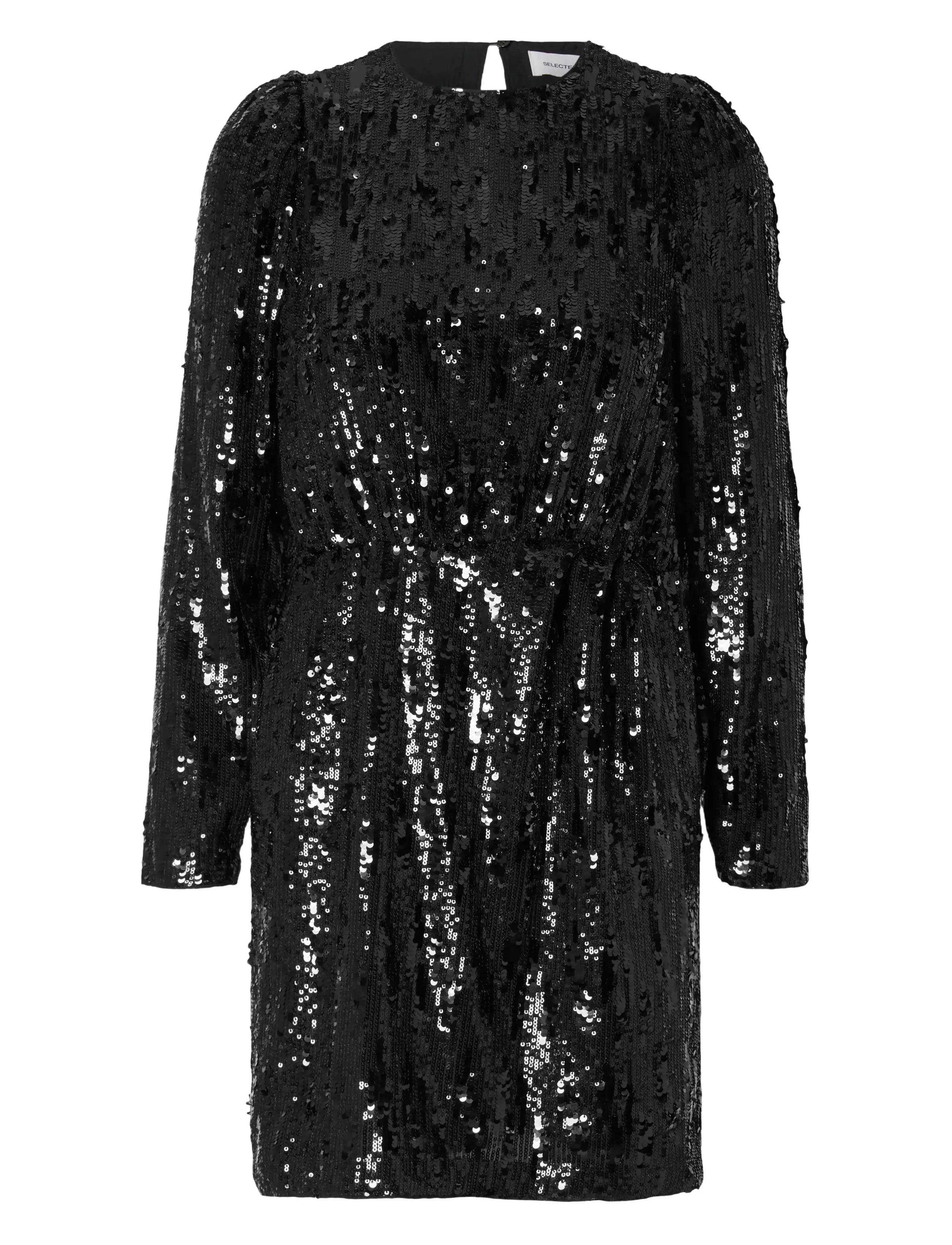 Selected SLFARI-COLYN LS SHORT SEQUINS DRESS B - Kleider - BLACK / black