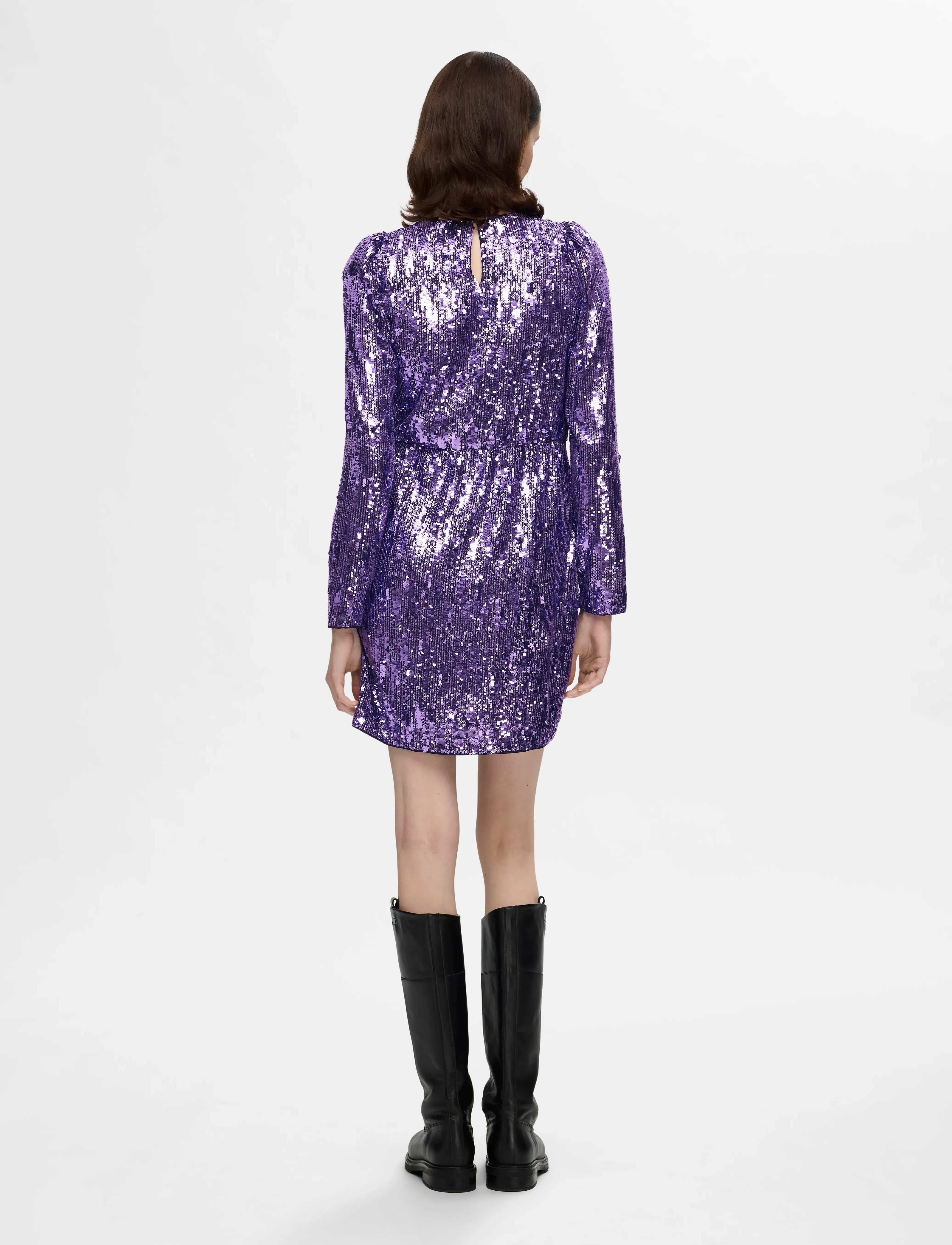 Selected - SLFARI-COLYN LS SHORT SEQUINS DRESS B - paillettenkleider - liberty - 3