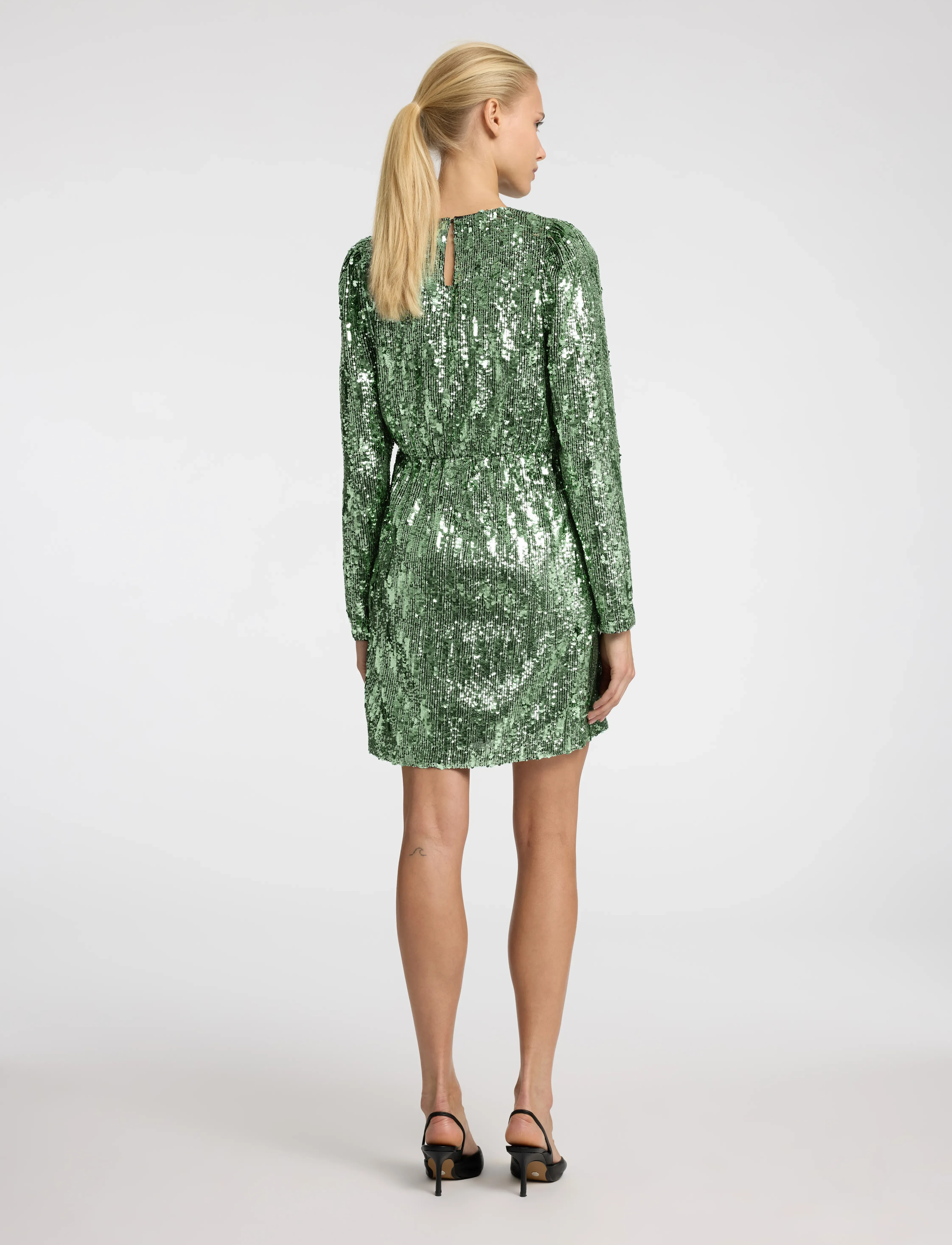 Selected - SLFARI-COLYN LS SHORT SEQUINS DRESS B - paillettenkleider - loden frost - 2