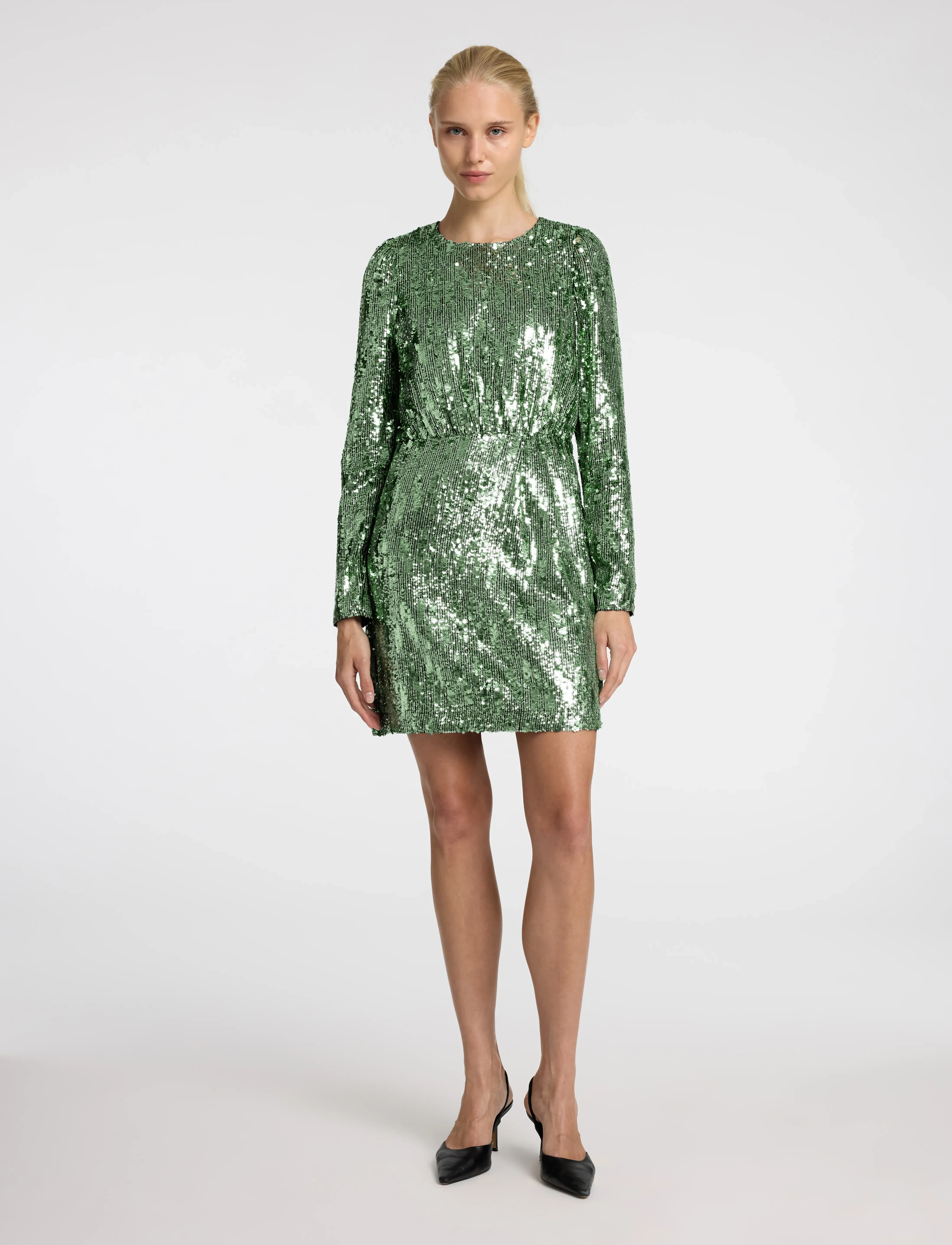 Selected - SLFARI-COLYN LS SHORT SEQUINS DRESS B - paillettenkleider - loden frost - 3