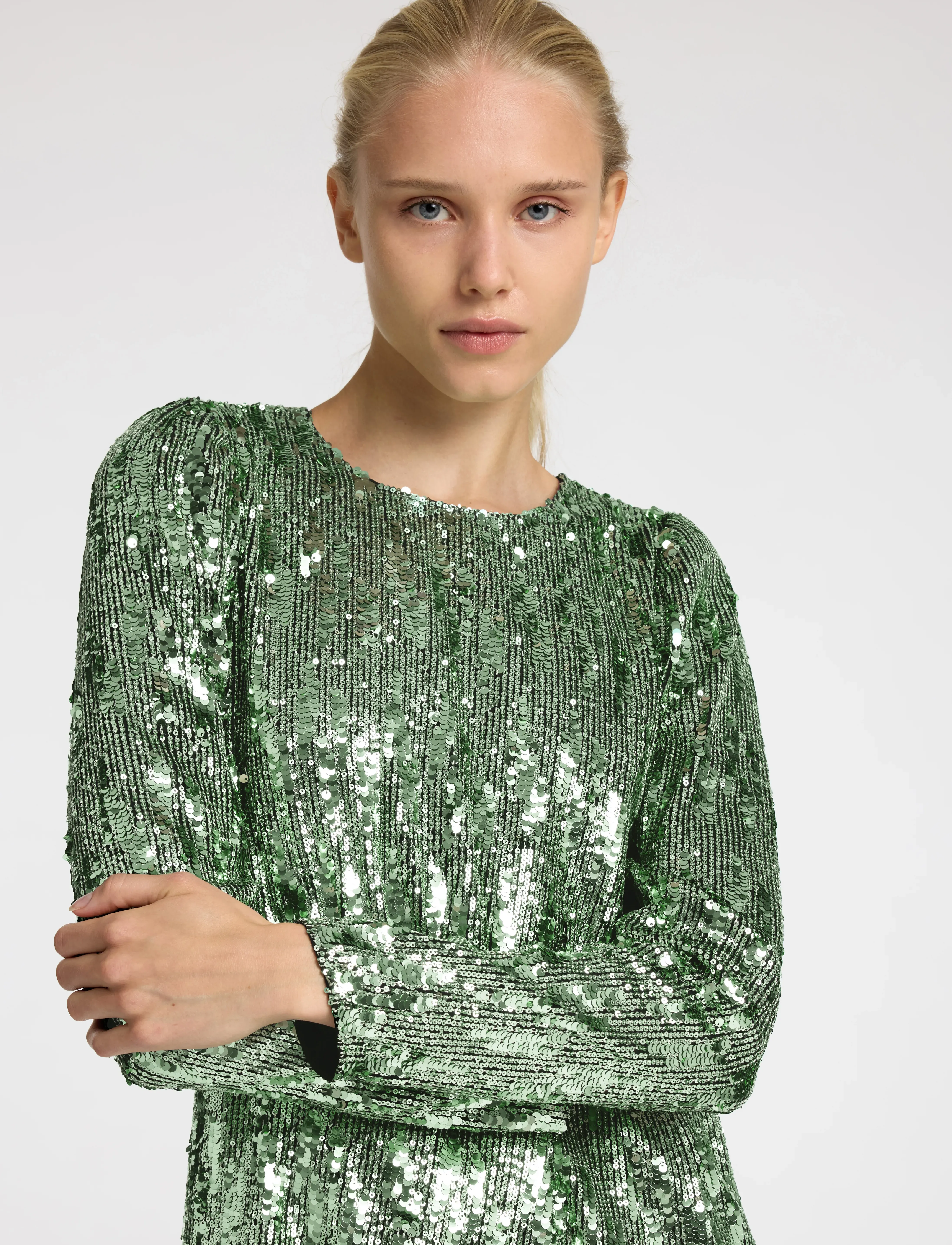Selected - SLFARI-COLYN LS SHORT SEQUINS DRESS B - paillettenkleider - loden frost - 4