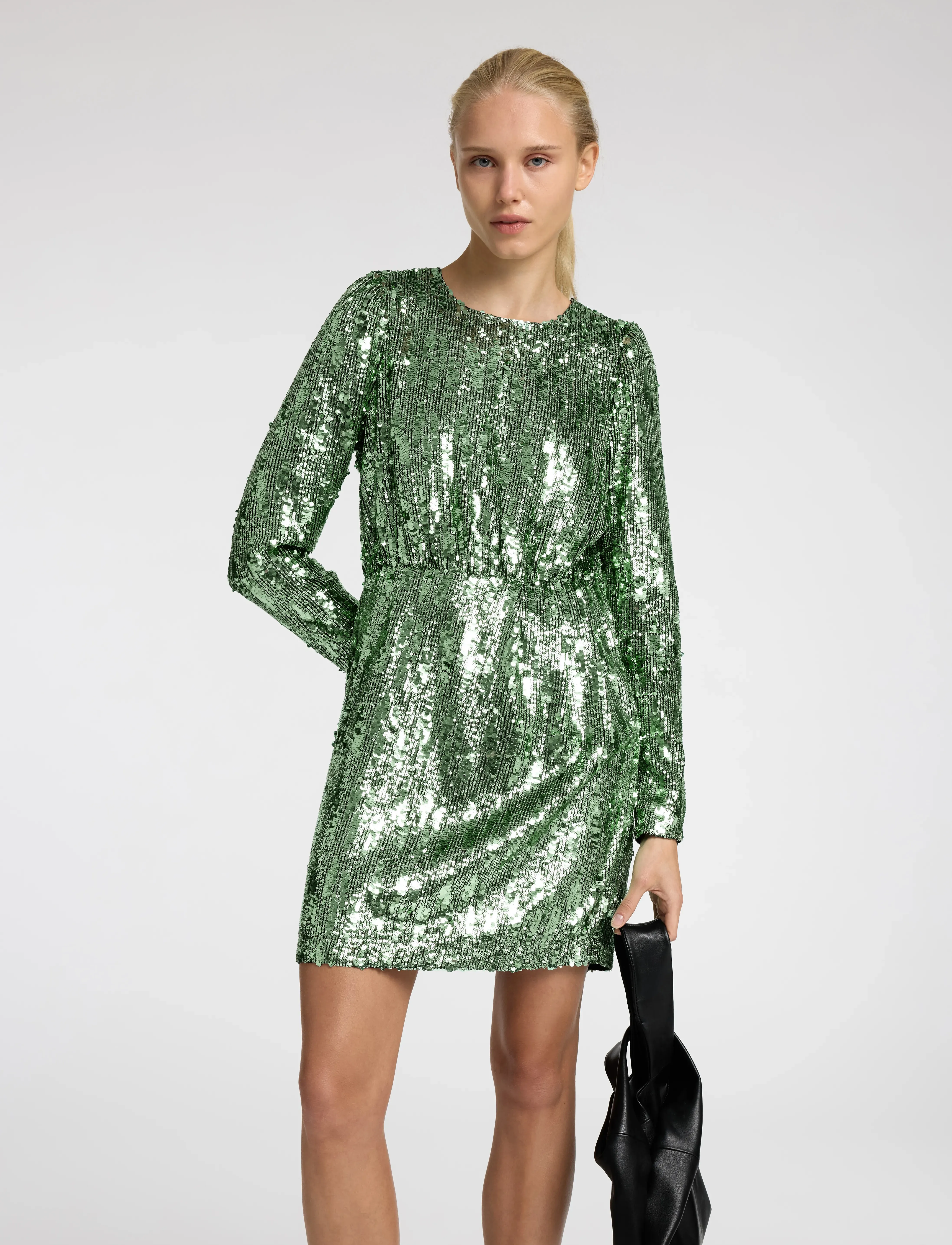 Selected - SLFARI-COLYN LS SHORT SEQUINS DRESS B - paillettenkleider - loden frost - 5