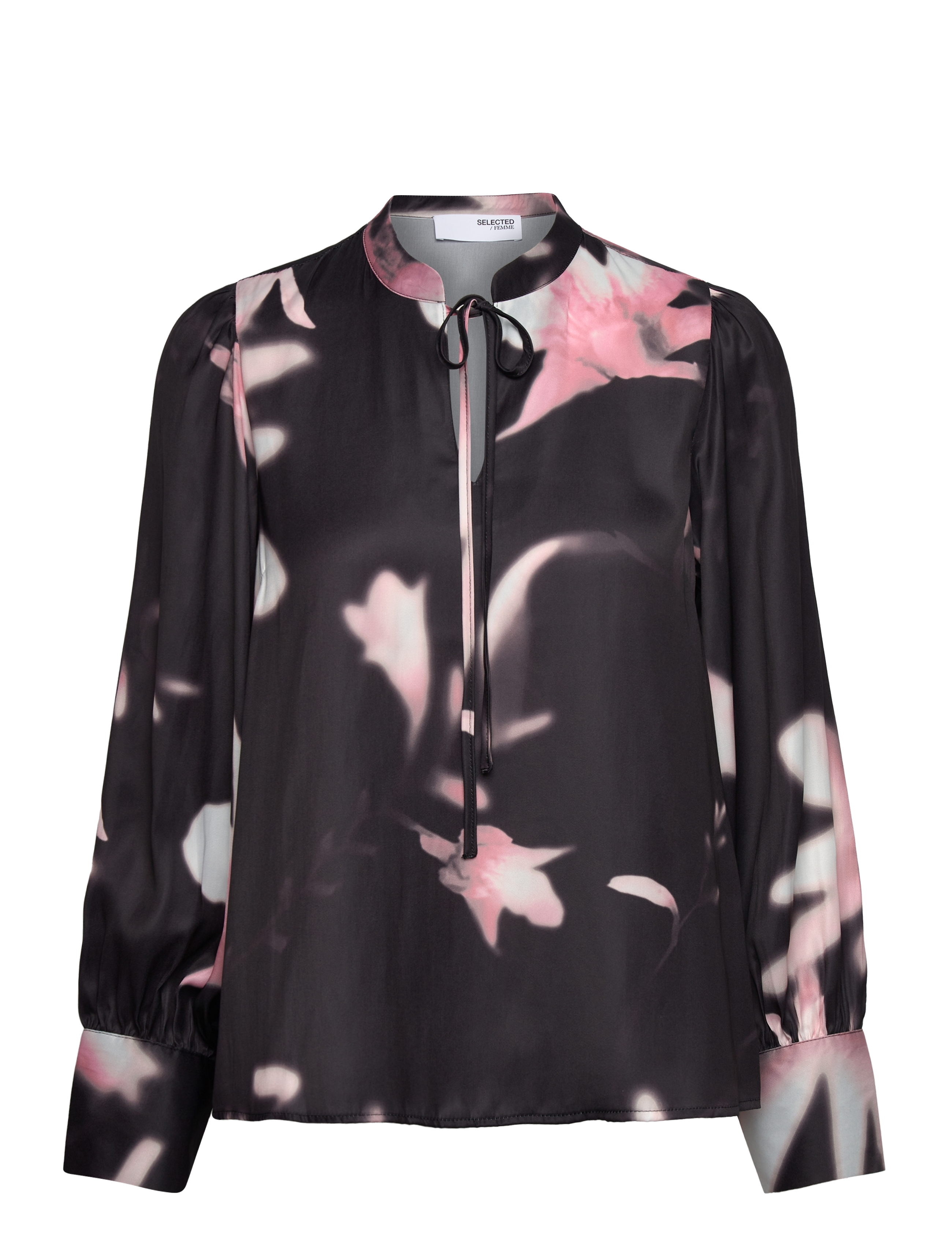 Selected SLFRIBELLE LS AOP TOP B - Kläder - PEONY / black