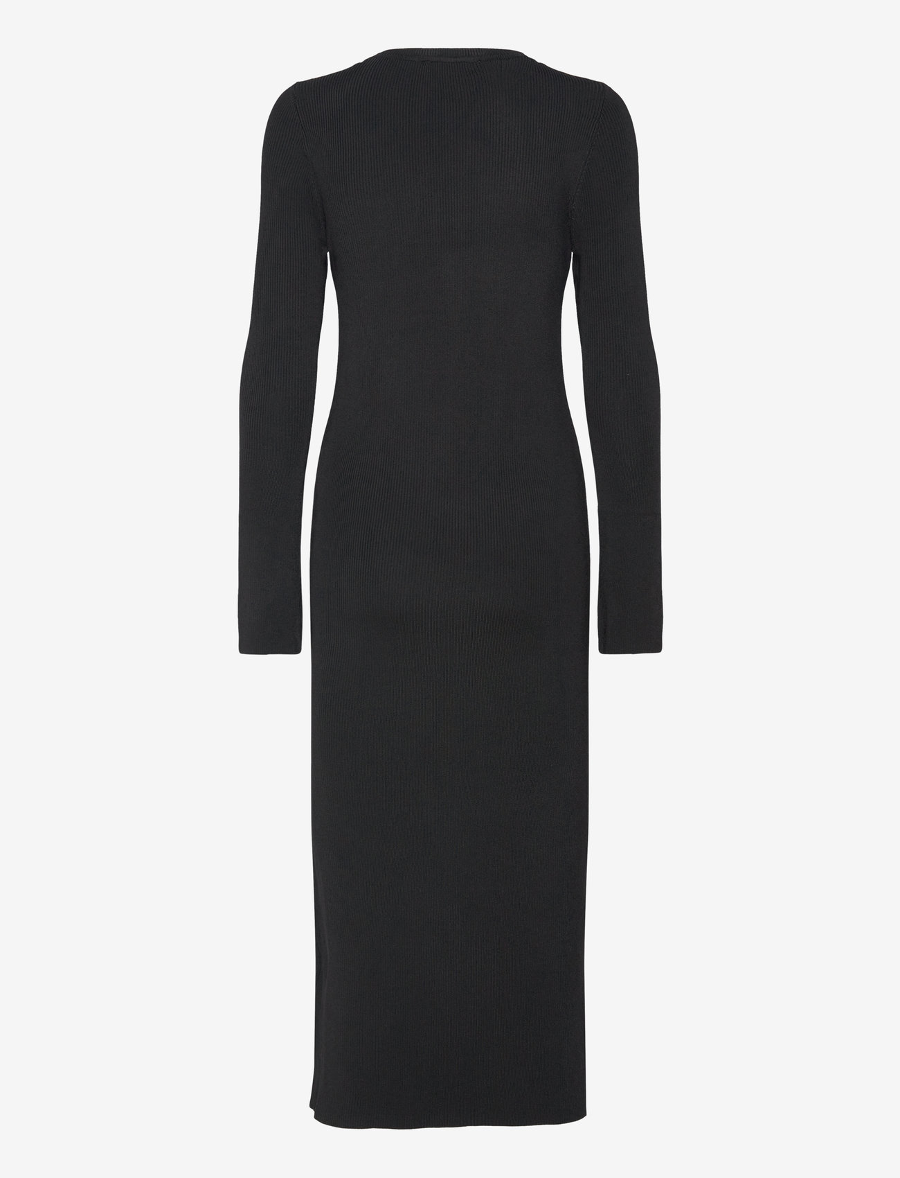 Selected - SLFCARO LS RIB KNIT LONG DRESS - prjónaðir kjólar - black - 1