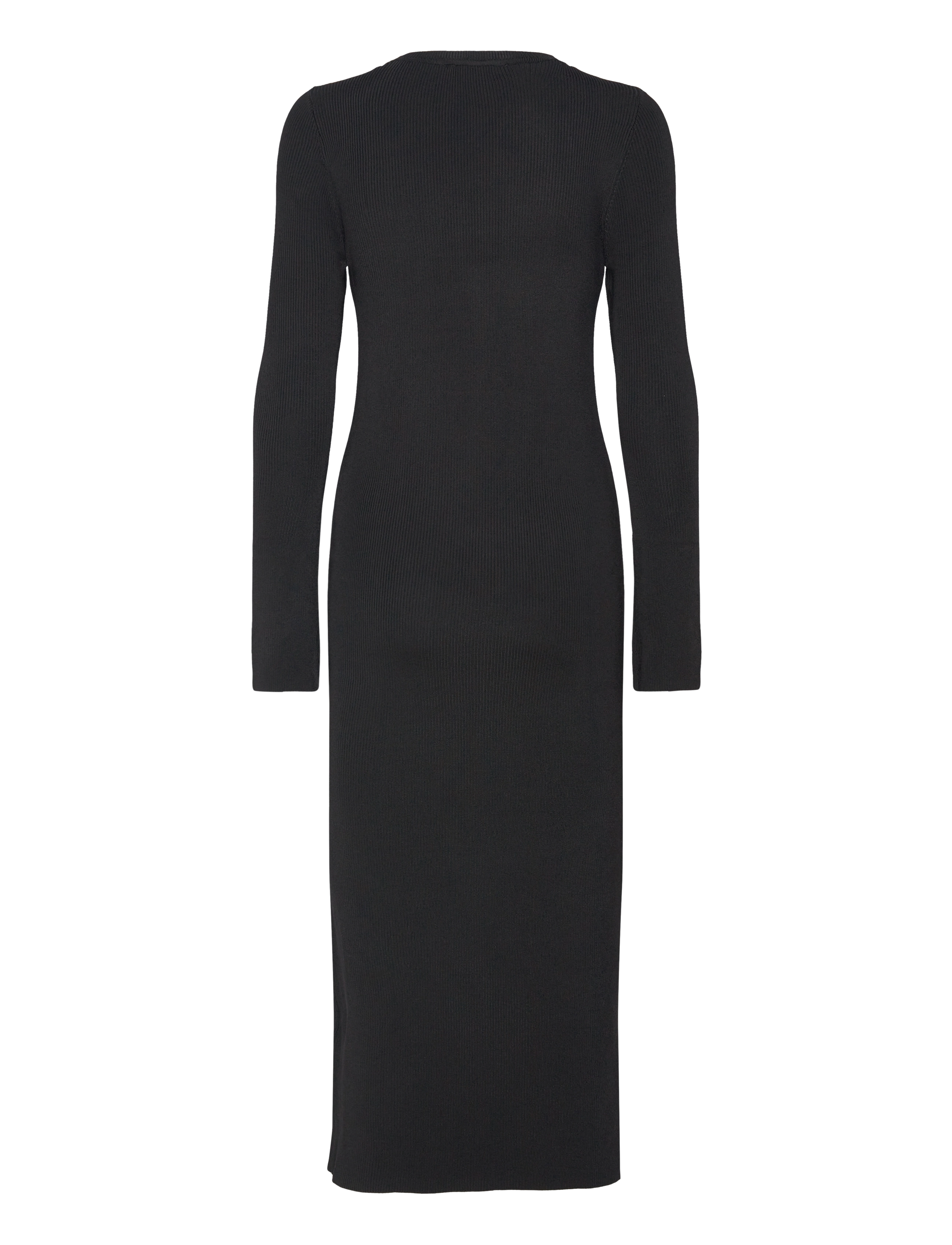 Selected - SLFCARO LS RIB KNIT LONG DRESS - strickkleider - black - 1