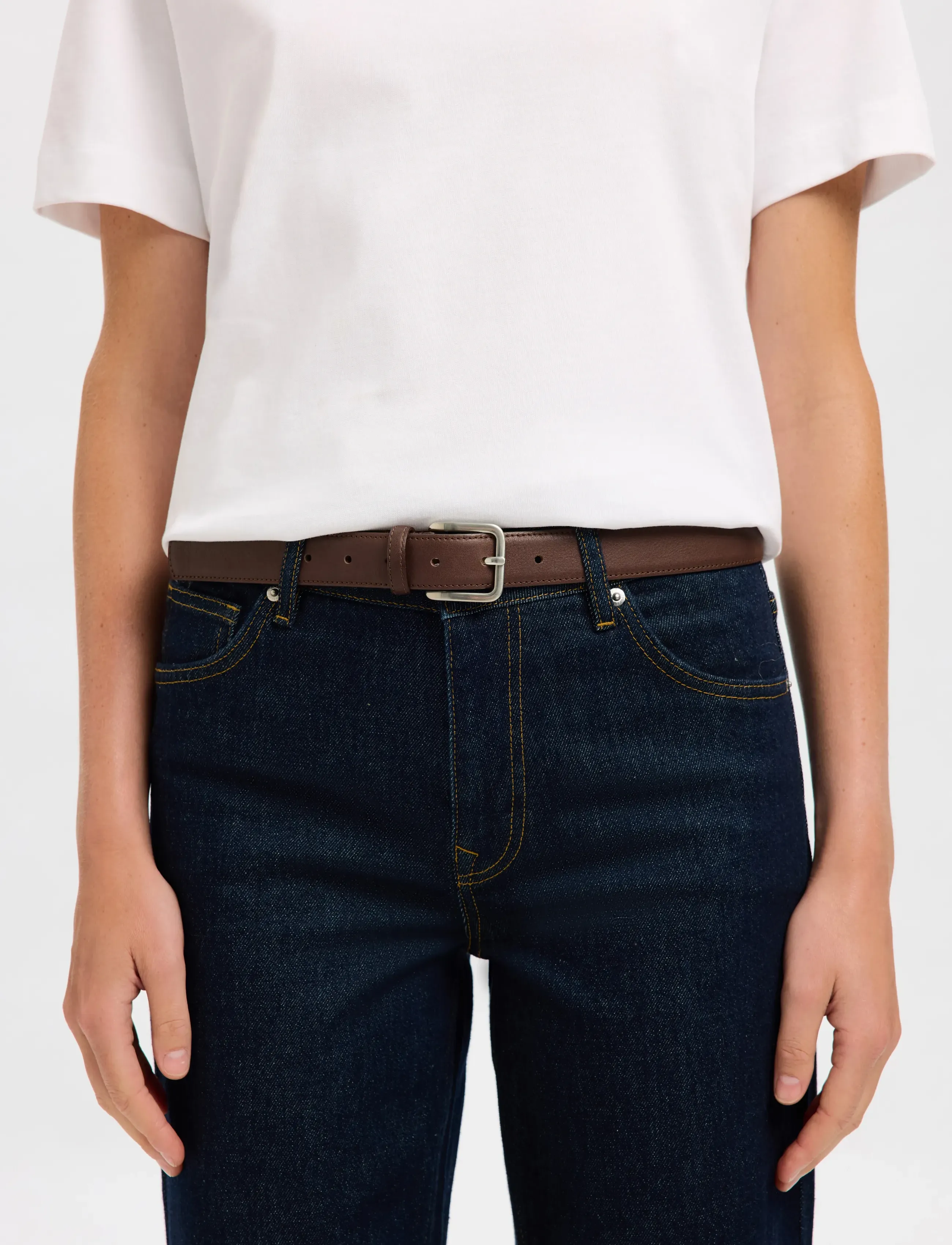 Selected - SLFCLARA LEATHER BELT NOOS - demitasse - 3