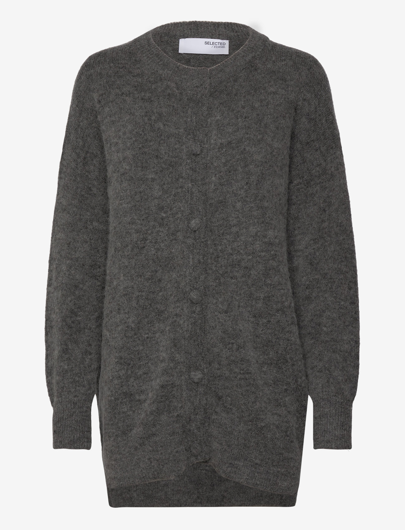 Selected - SLFSIA RAS LS KNIT LONG CARDIGAN - medium grey melange - 0