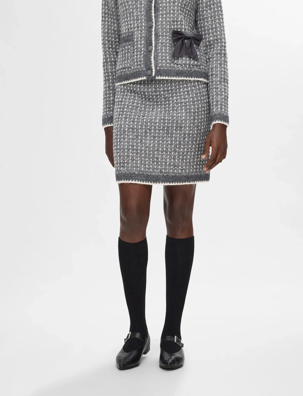 Selected - SLFSINE SHORT KNIT SKIRT - strickröcke - volcanic ash - 0