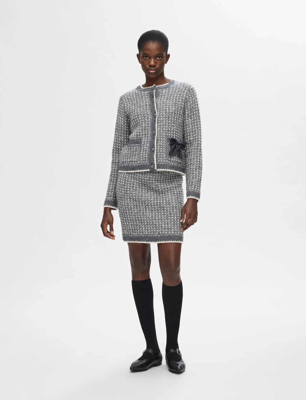 Selected - SLFSINE SHORT KNIT SKIRT - strickröcke - volcanic ash - 4