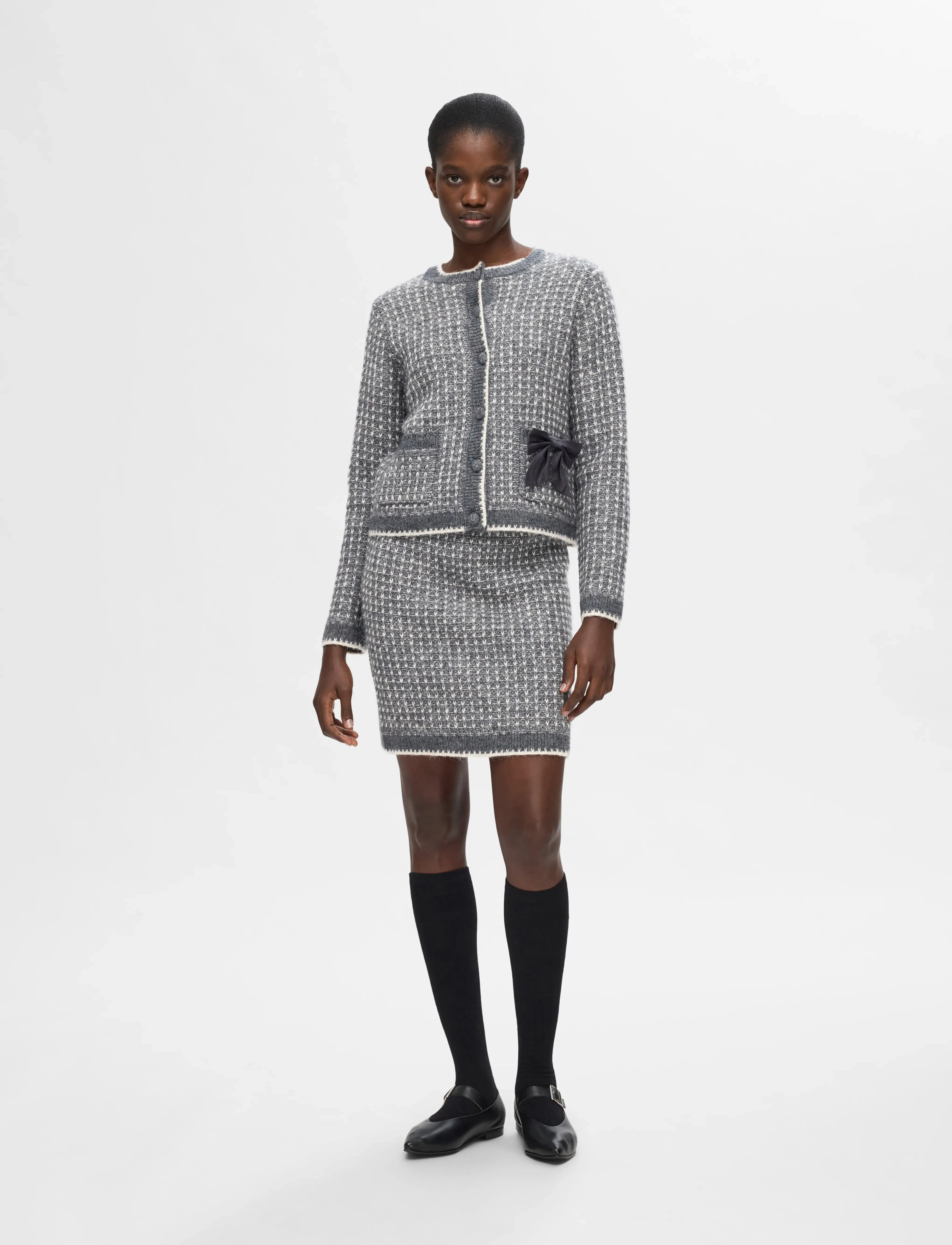 Selected - SLFSINE SHORT KNIT SKIRT - strikkede nederdele - volcanic ash - 4