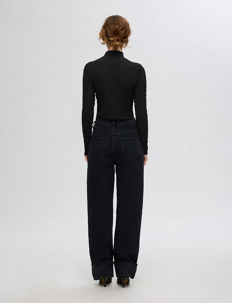 Selected - SLFTIMMI LS HIGH NECK STRUCTURE TOP - langärmlige tops - black - 2