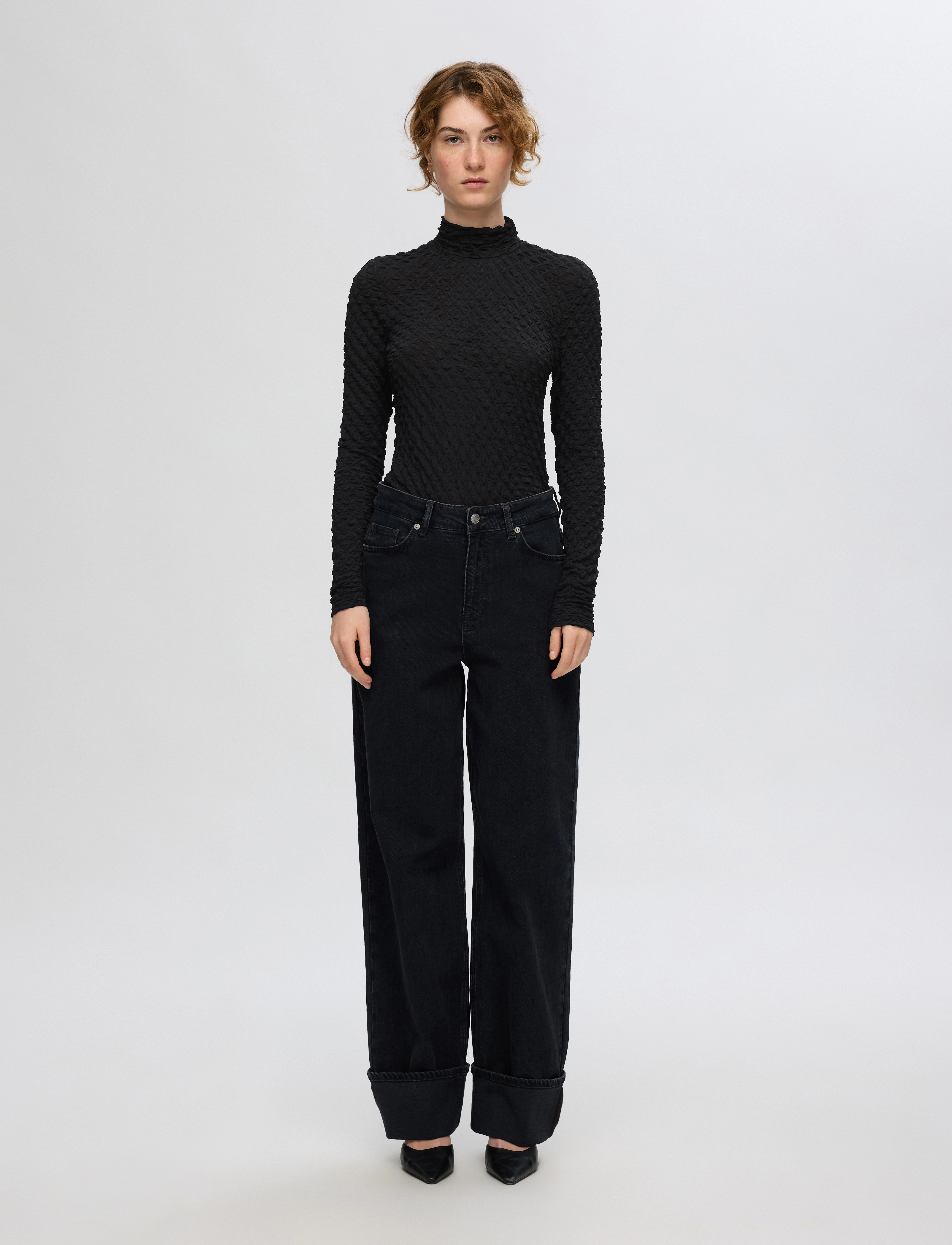 Selected - SLFTIMMI LS HIGH NECK STRUCTURE TOP - laveste priser - black - 3