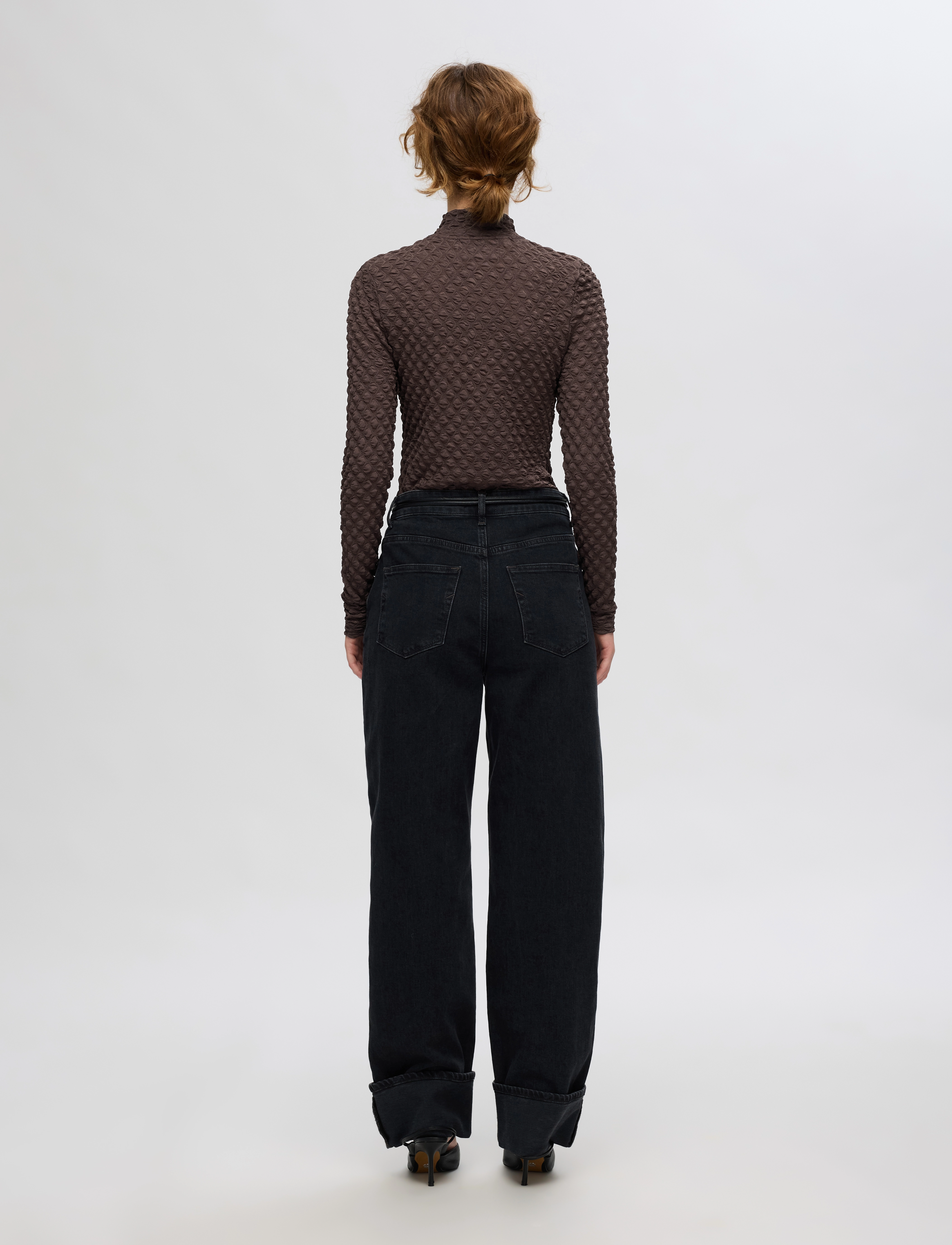 Selected - SLFTIMMI LS HIGH NECK STRUCTURE TOP - laveste priser - tobacco brown - 2