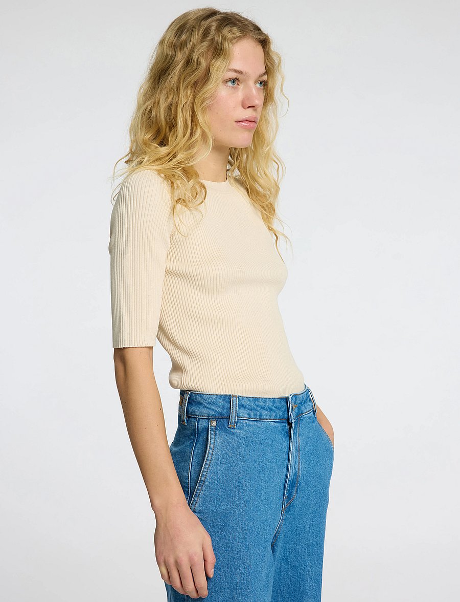 Selected - SLFMALI 2/4 KNIT O-NECK - swetry - birch - 4