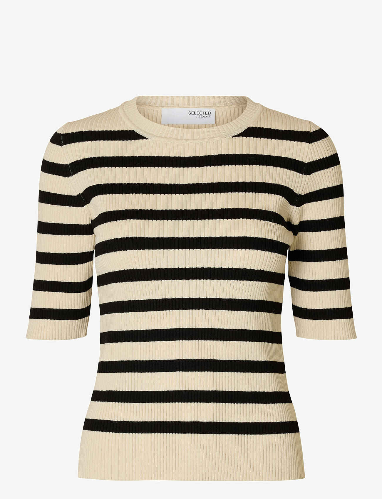 Selected - SLFMALI 2/4 KNIT O-NECK - stickade tröjor - birch - 1