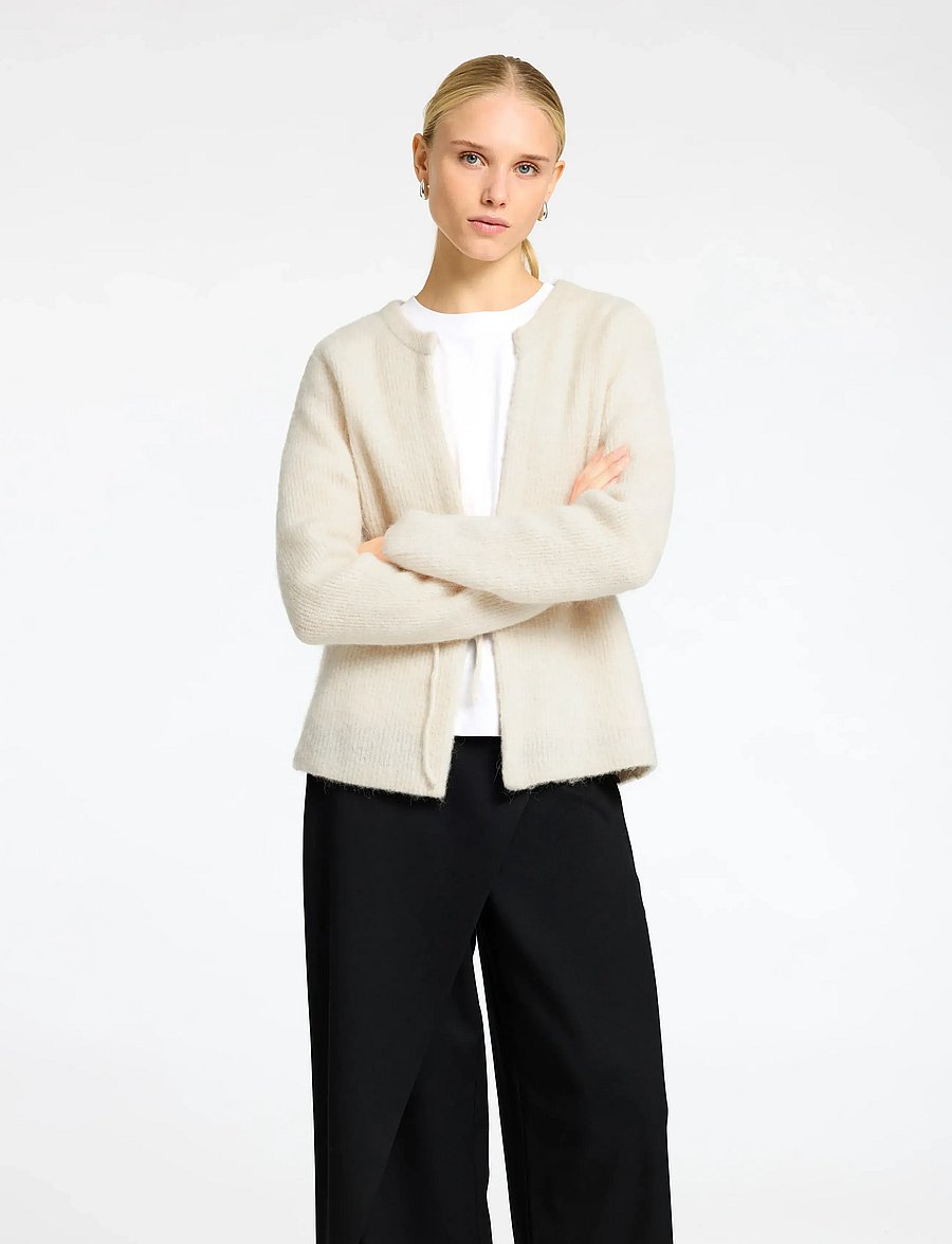 Selected - SLFSIA RAS LS KNIT BELT CARDIGAN - strickjacken - birch - 0