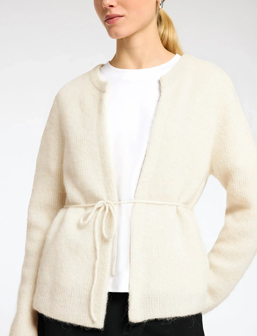 Selected - SLFSIA RAS LS KNIT BELT CARDIGAN - strickjacken - birch - 5