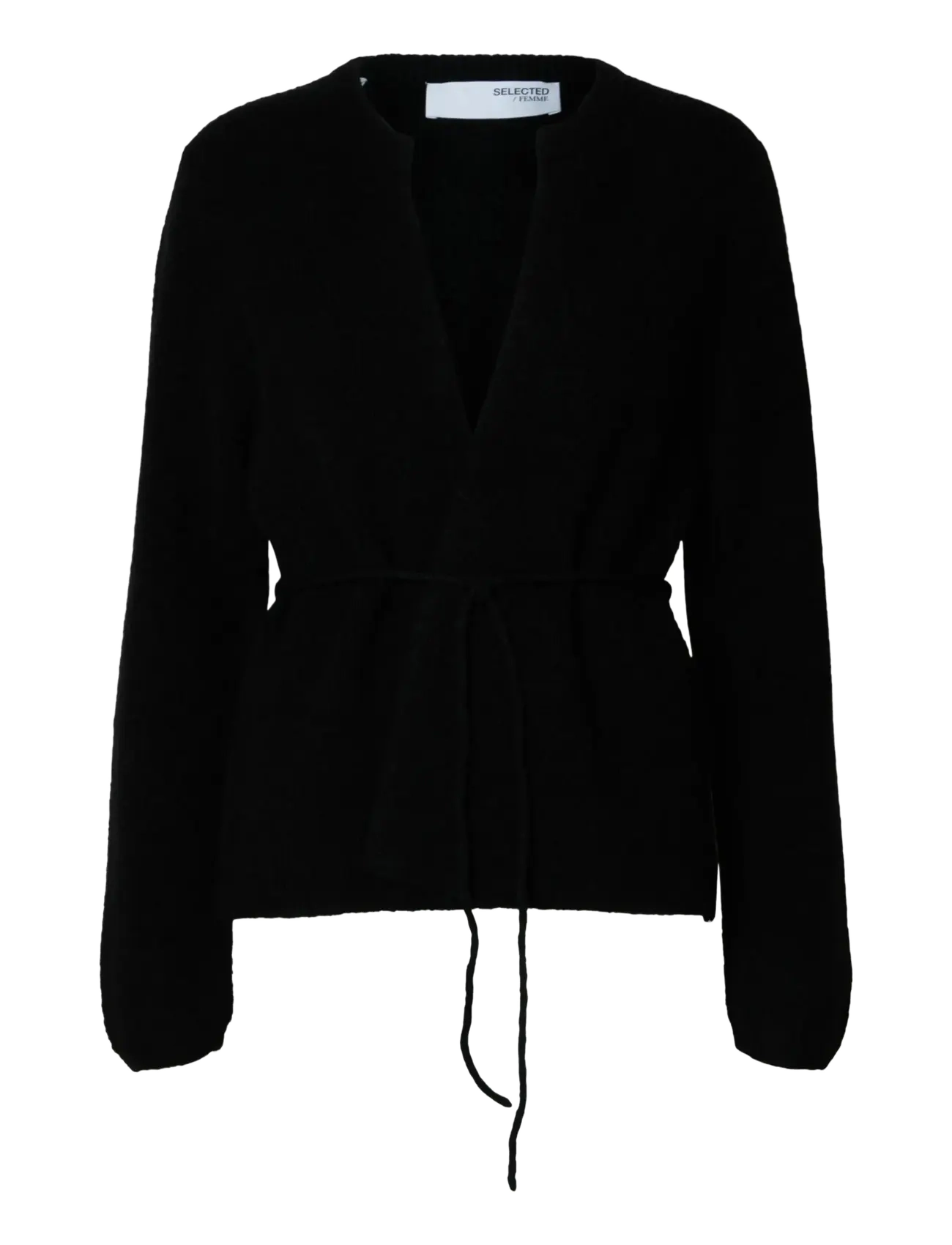 Selected SLFSIA RAS LS KNIT BELT CARDIGAN - Selected - BLACK / black
