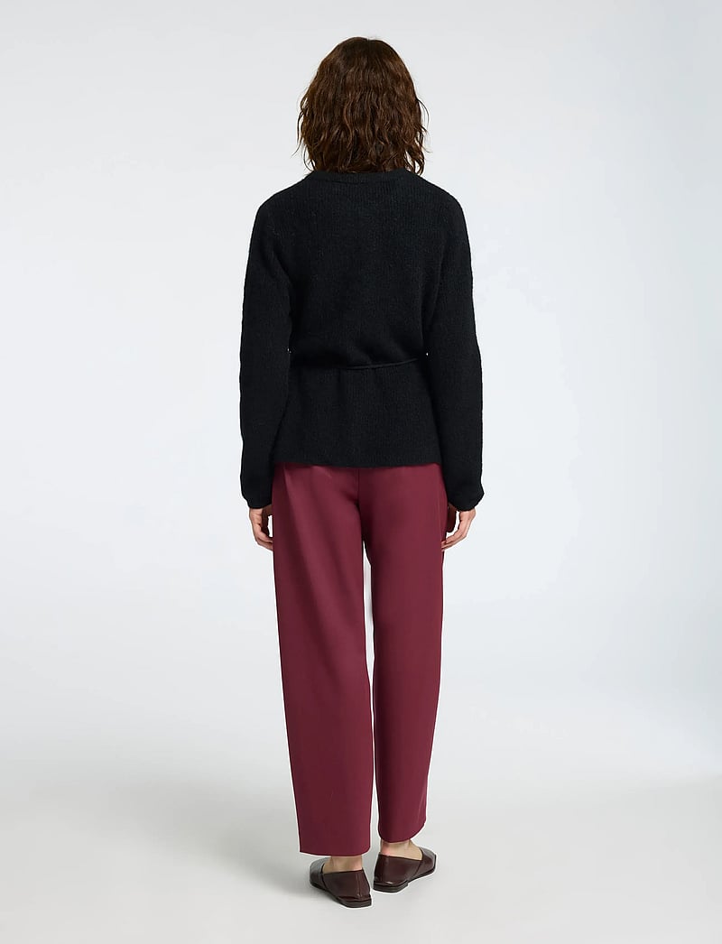 Selected - SLFSIA RAS LS KNIT BELT CARDIGAN - cardigans - black - 2