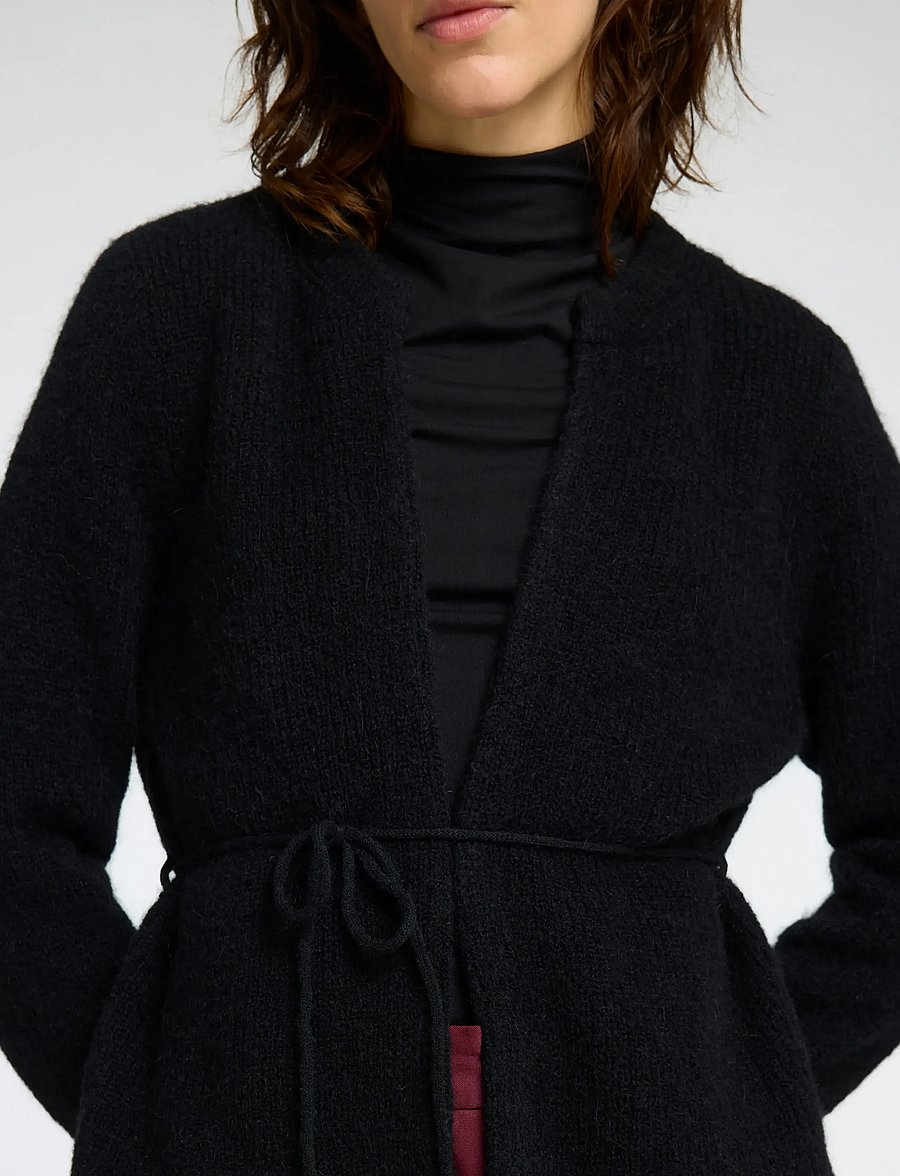 Selected - SLFSIA RAS LS KNIT BELT CARDIGAN - strickjacken - black - 3