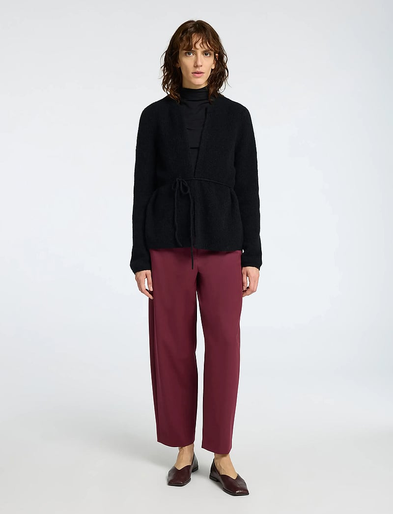 Selected - SLFSIA RAS LS KNIT BELT CARDIGAN - cardigans - black - 4