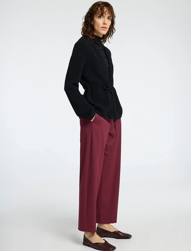 Selected - SLFSIA RAS LS KNIT BELT CARDIGAN - cardigans - black - 5