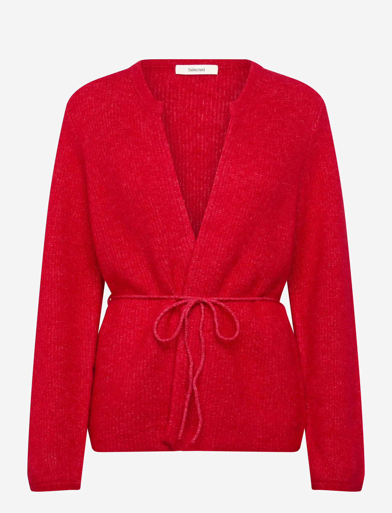Selected - SLFSIA RAS LS KNIT BELT CARDIGAN - kardiganid - equestrian red - 0