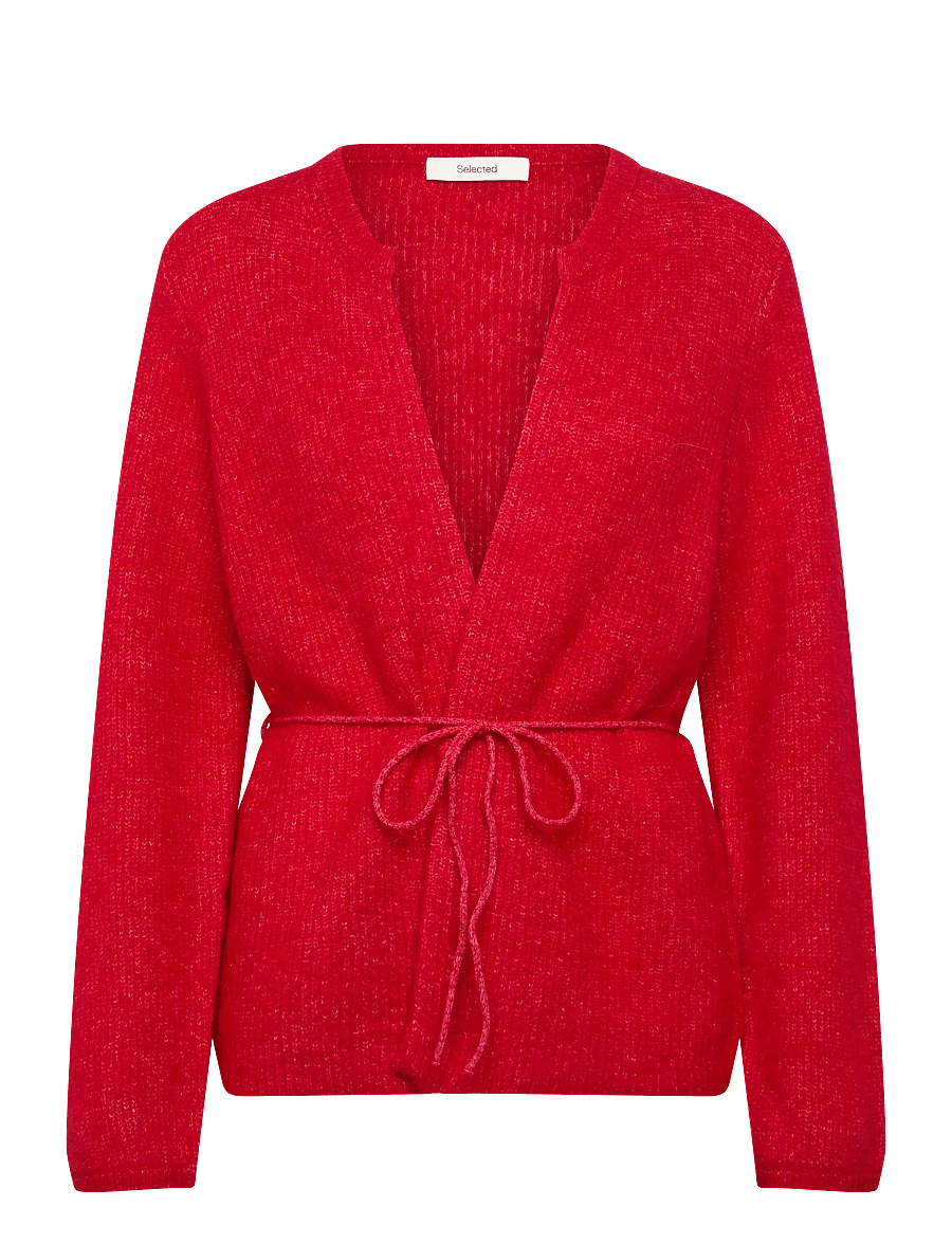 Selected - SLFSIA RAS LS KNIT BELT CARDIGAN - strickjacken - equestrian red - 0