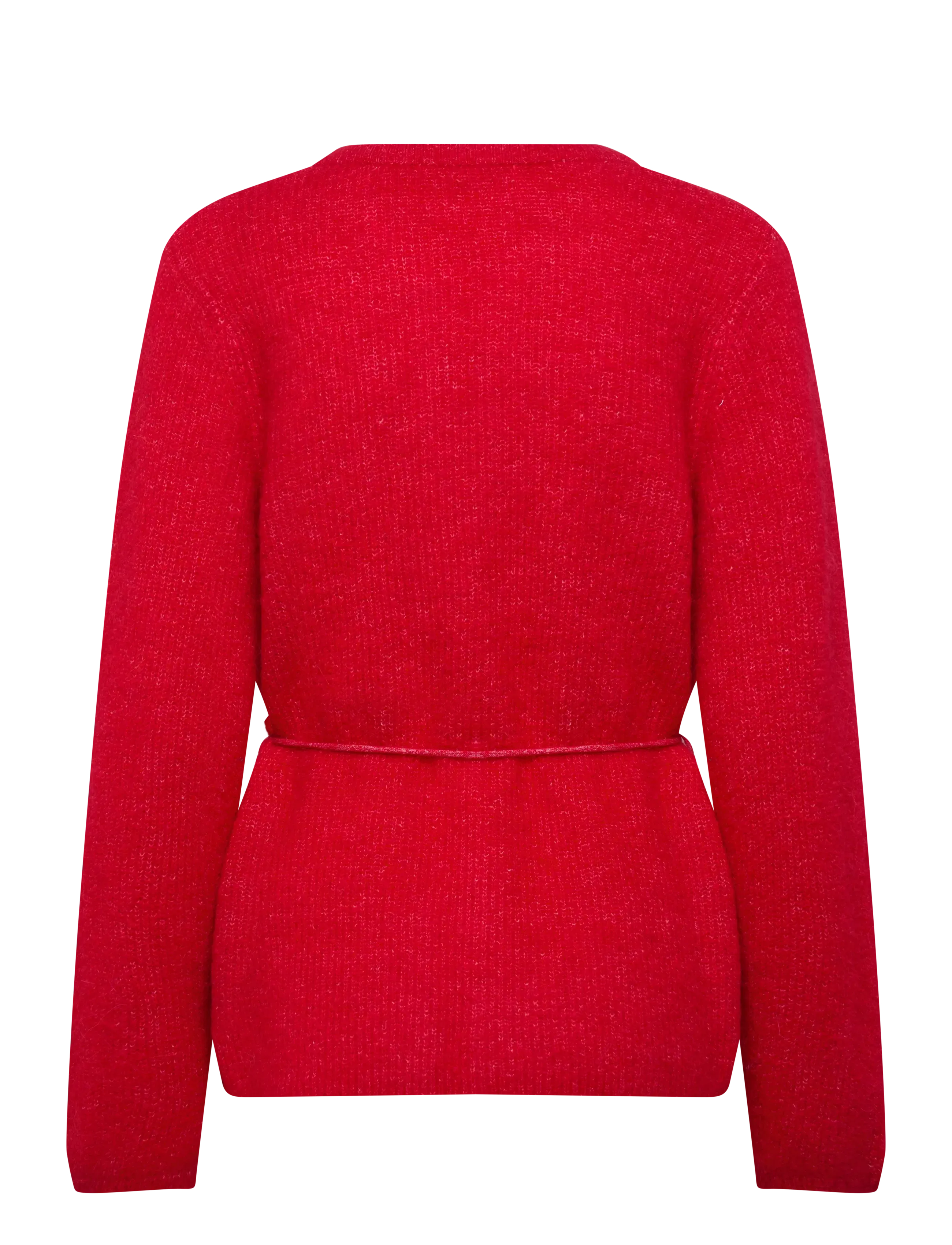 Selected - SLFSIA RAS LS KNIT BELT CARDIGAN - gilets - equestrian red - 1