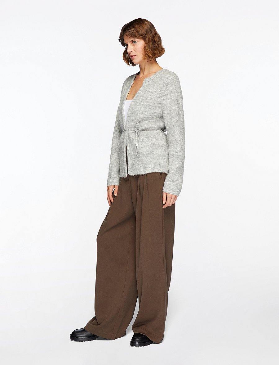 Selected - SLFSIA RAS LS KNIT BELT CARDIGAN - koftor - light grey melange - 3