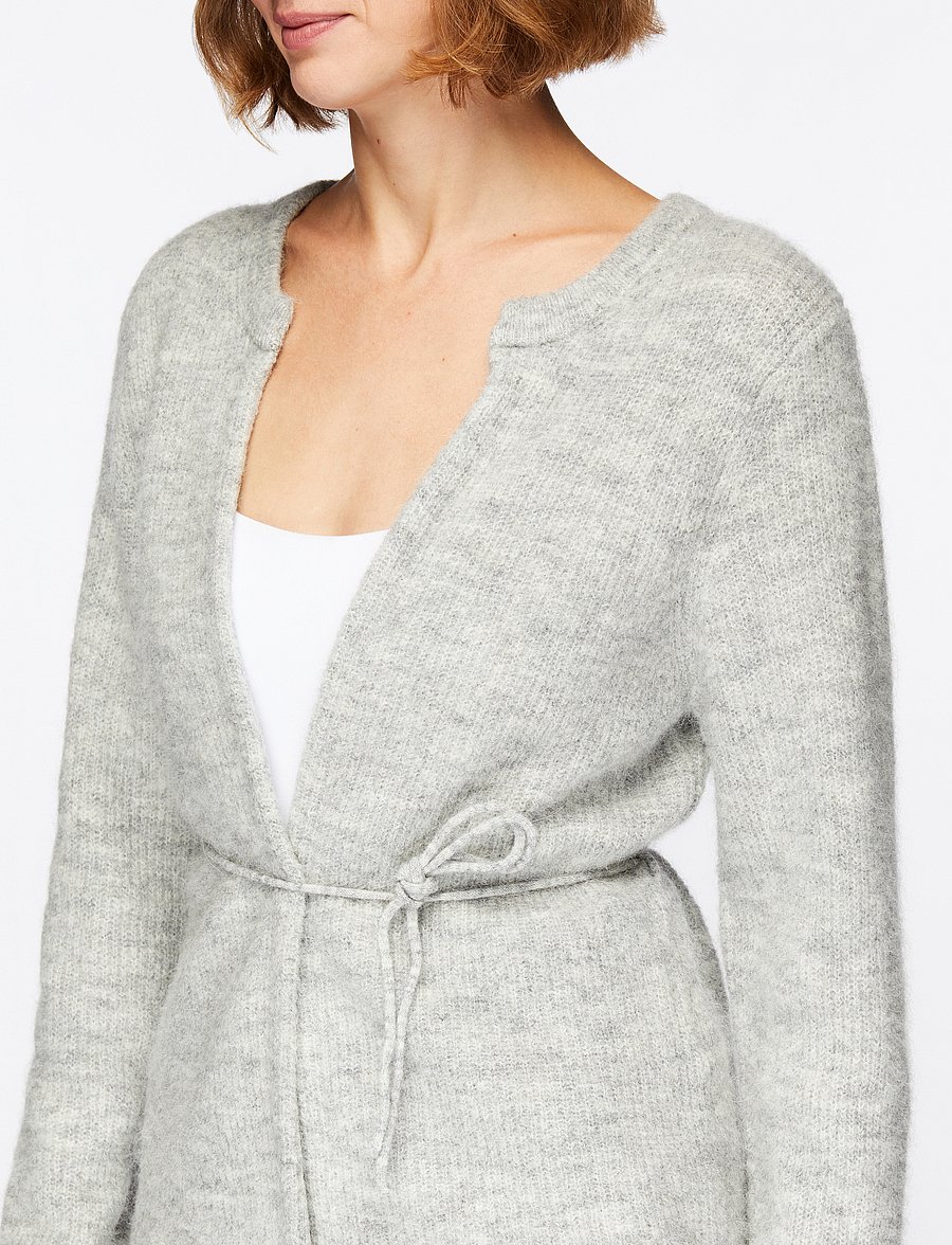 Selected - SLFSIA RAS LS KNIT BELT CARDIGAN - koftor - light grey melange - 5