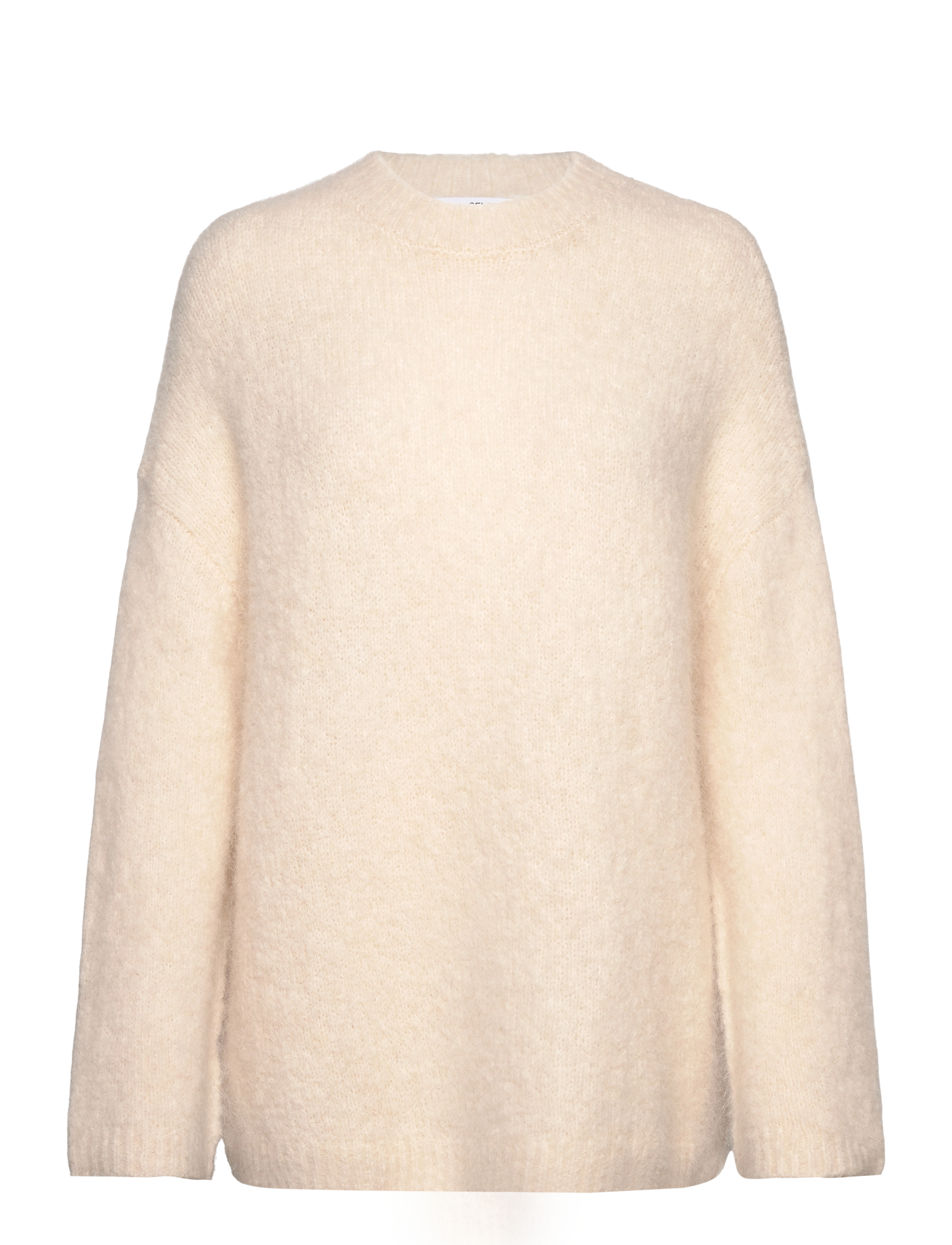 SELECTED Slfgabella Ls Knit O-Neck Camp Cream - L - Damen