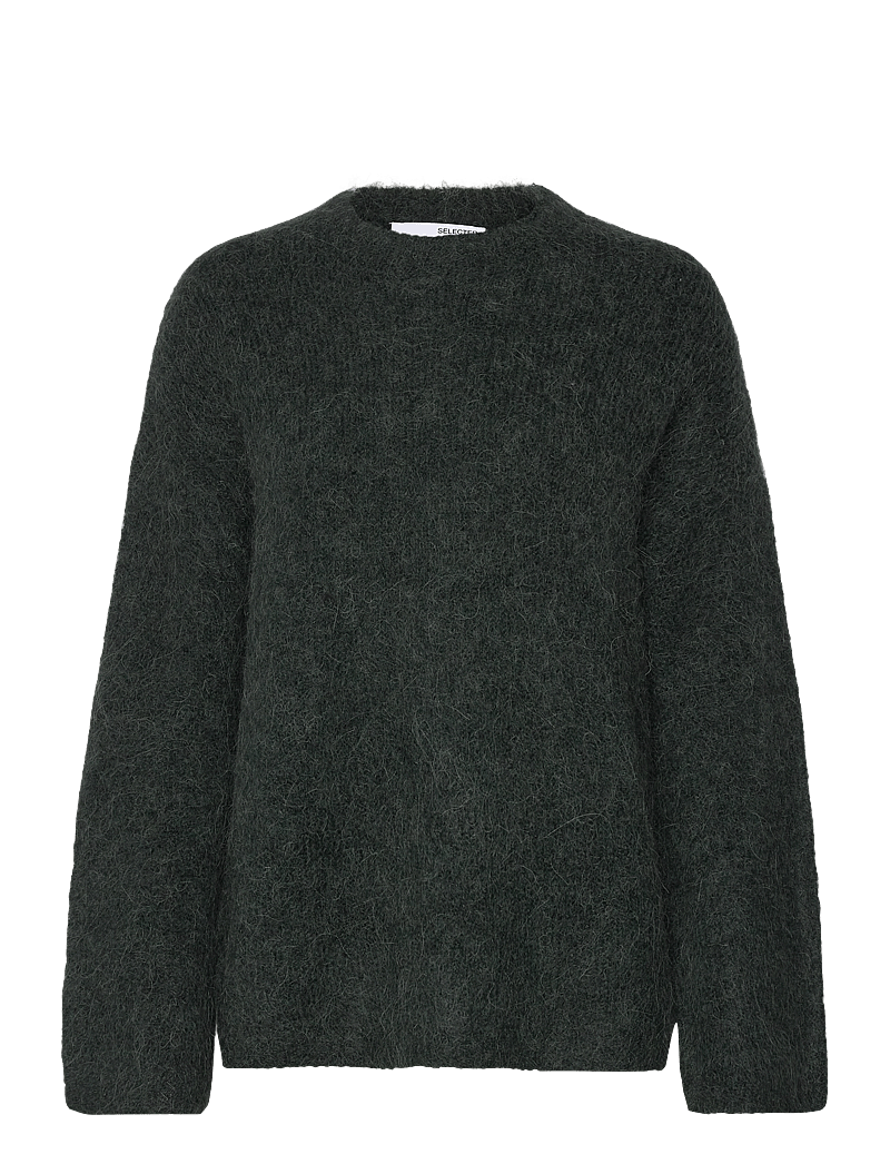 Selected - SLFGABELLA LS KNIT O-NECK CAMP - stickade tröjor - scarab - 1