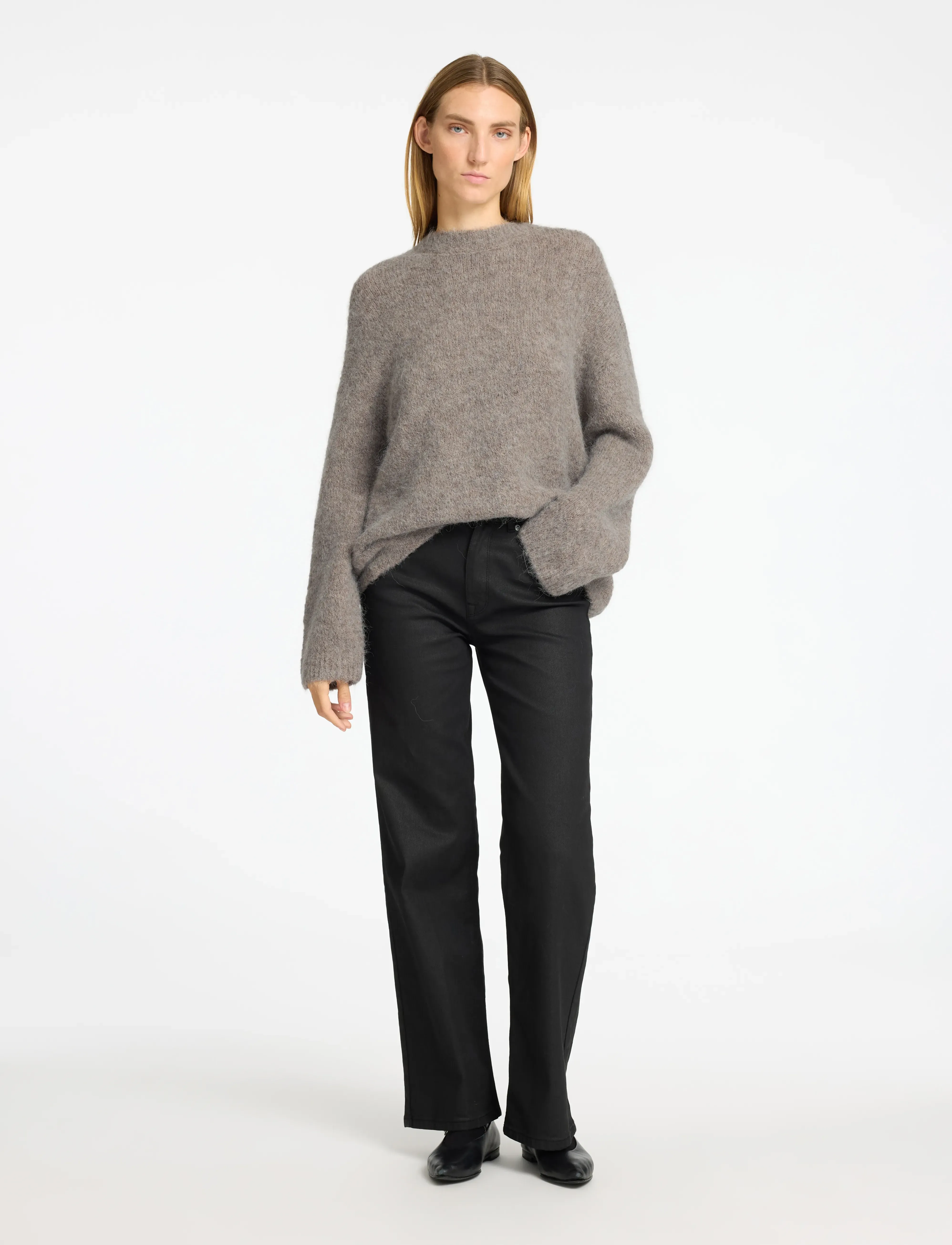 Selected - SLFGABELLA LS KNIT O-NECK CAMP - peysur - steel gray - 4
