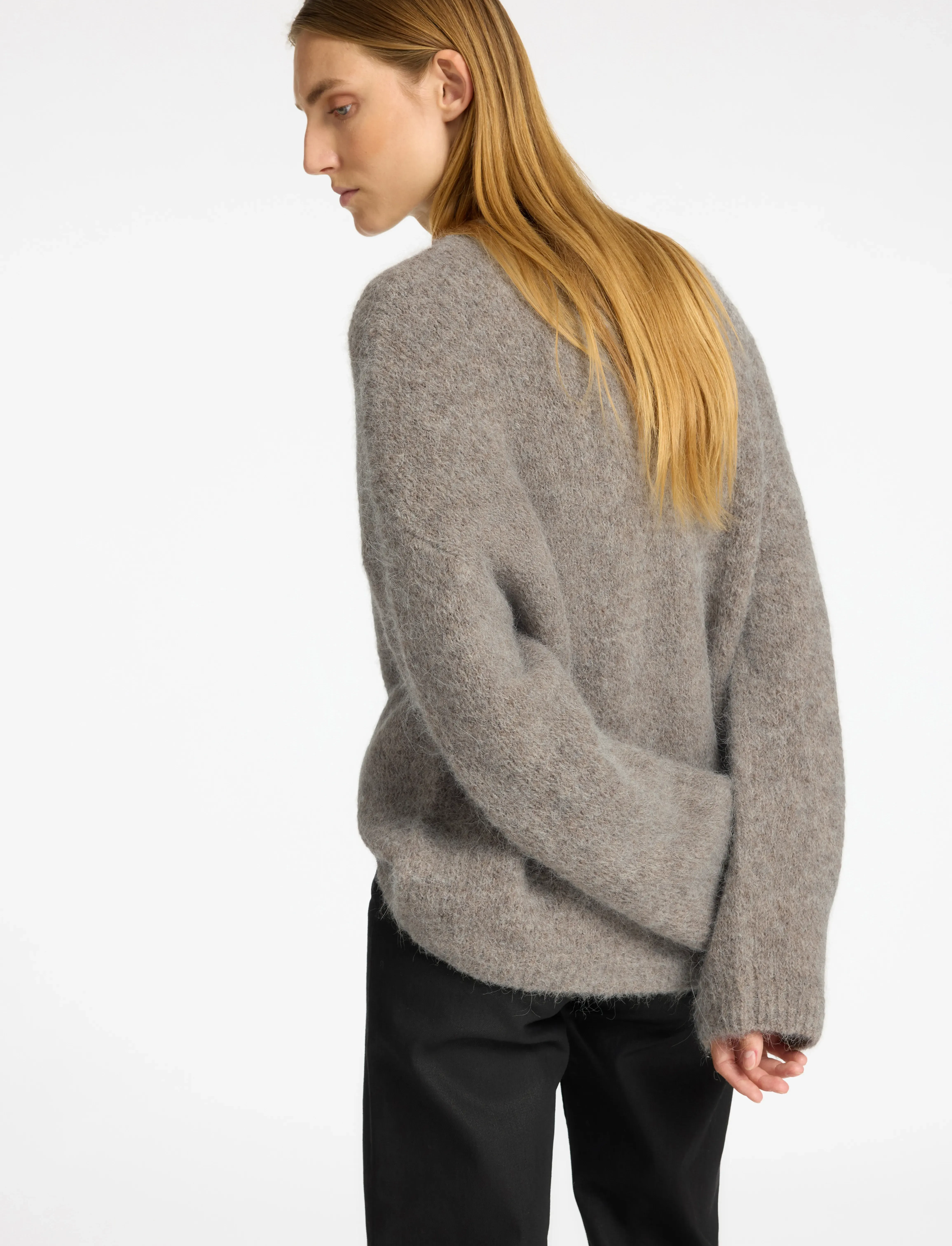 Selected - SLFGABELLA LS KNIT O-NECK CAMP - peysur - steel gray - 5
