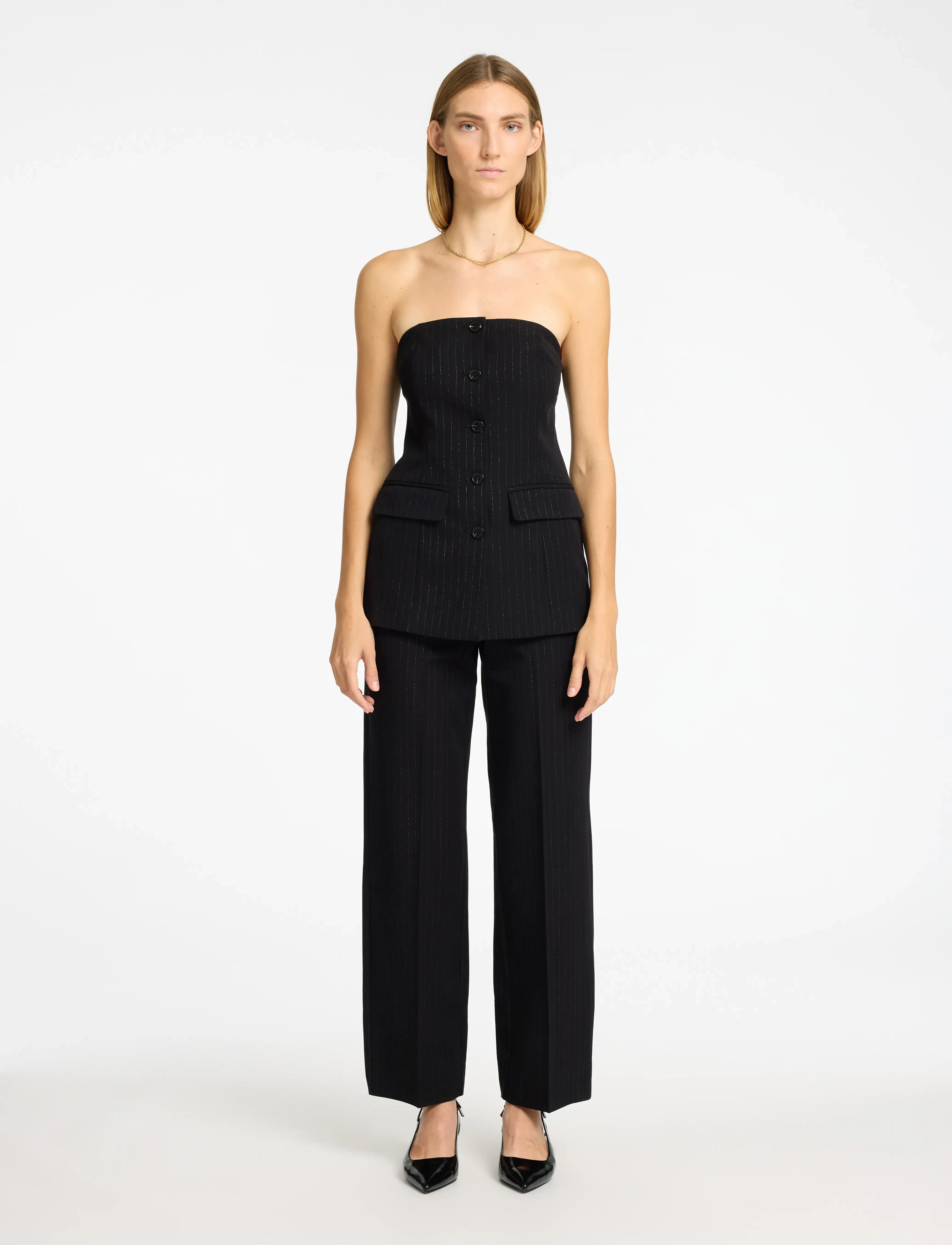 Selected - SLFELI-RITA MW WIDE PANT - hosen mit weitem bein - black - 4