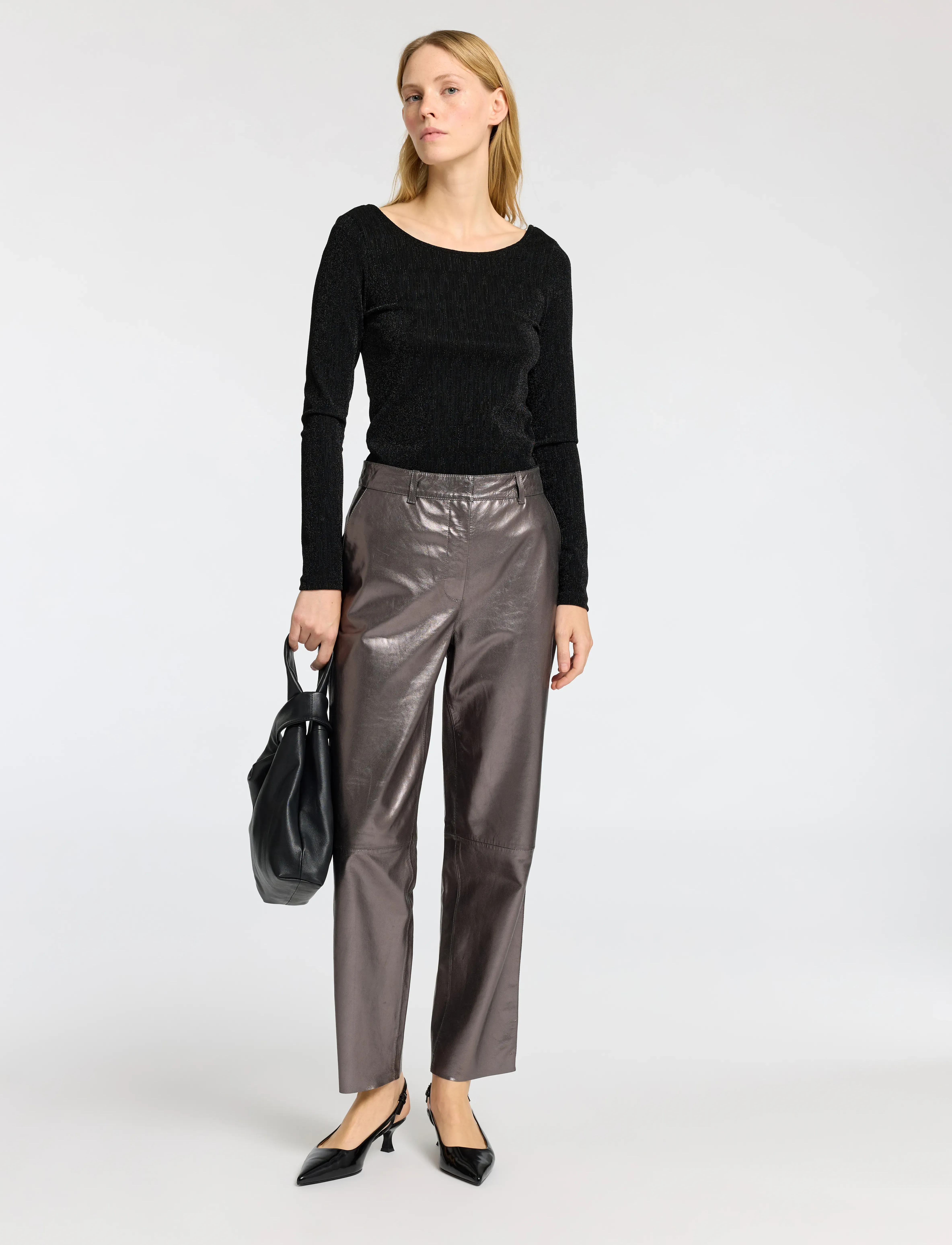 Selected - SLFANITA LS LOW BACK TOP - laveste priser - black - 4
