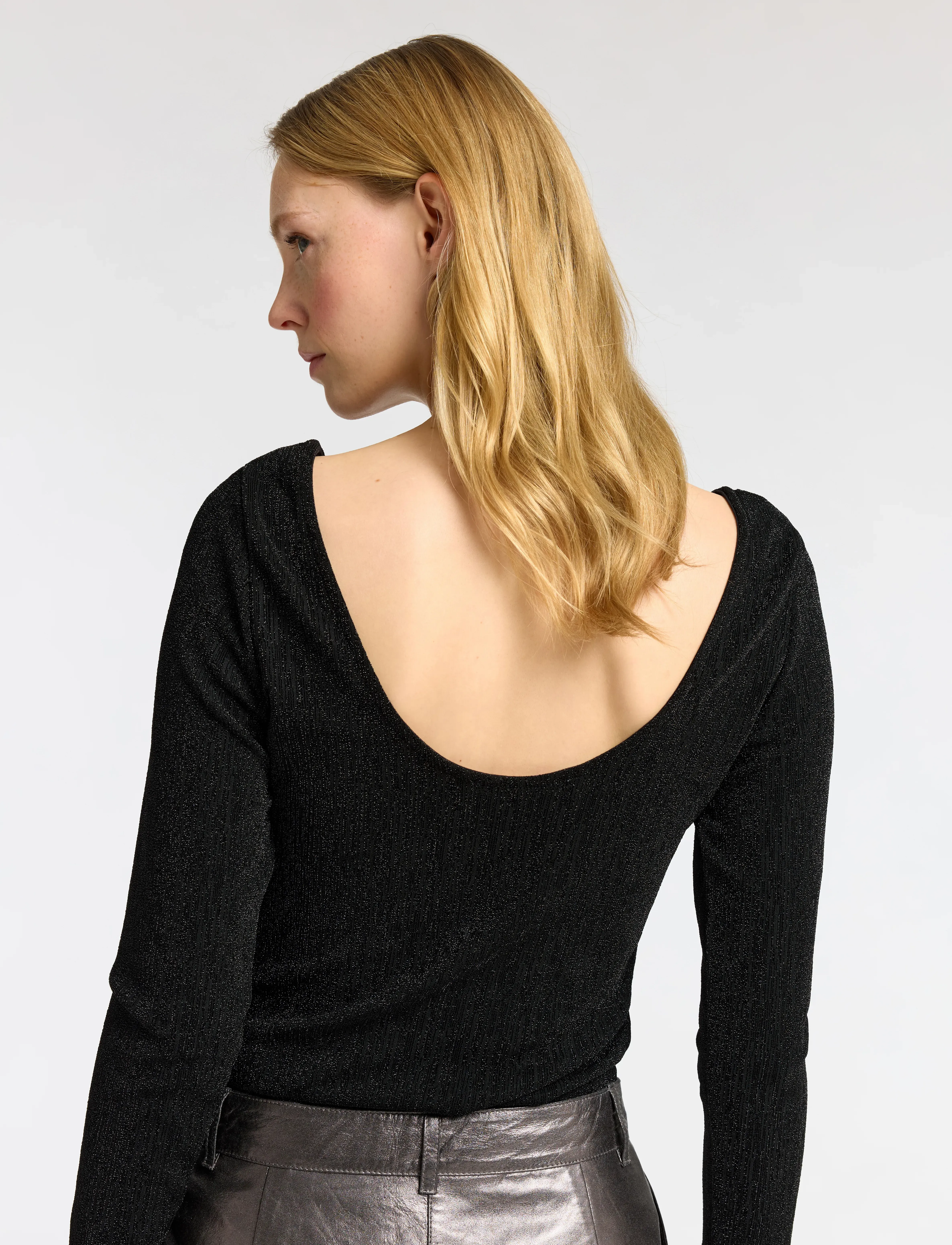 Selected - SLFANITA LS LOW BACK TOP - laveste priser - black - 5
